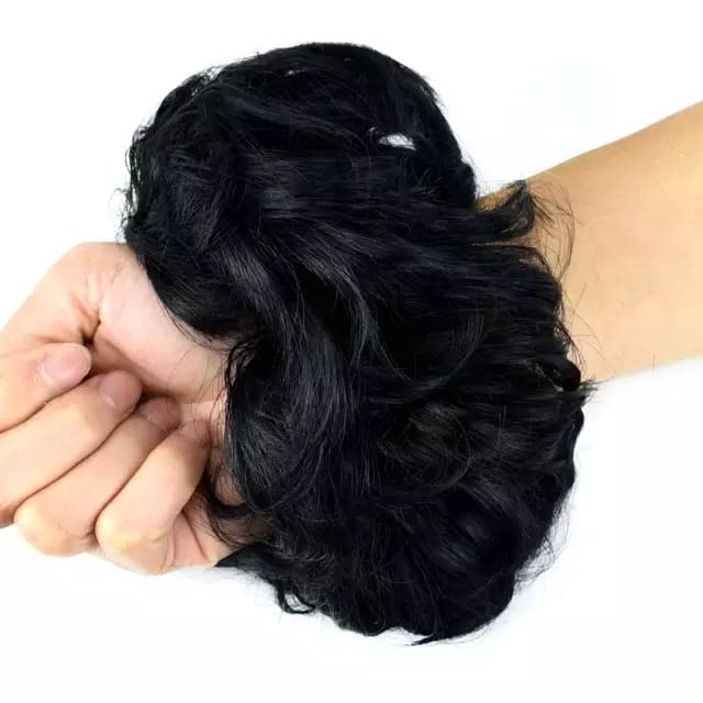 Messy Hair Donut Bun Hair Extension with Elastic Band - Synthetic Hairpiece for Wavy & Curly Hair - Perfect for Women & Girls Updos, Ponytails & Special Occasions