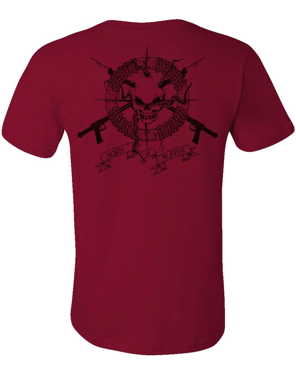 Men's Skull and Speargun Spearfishing T-Shirt - Short Sleeve for Fishing, Scuba Diving, Boating, Beach, and Outdoor Adventures