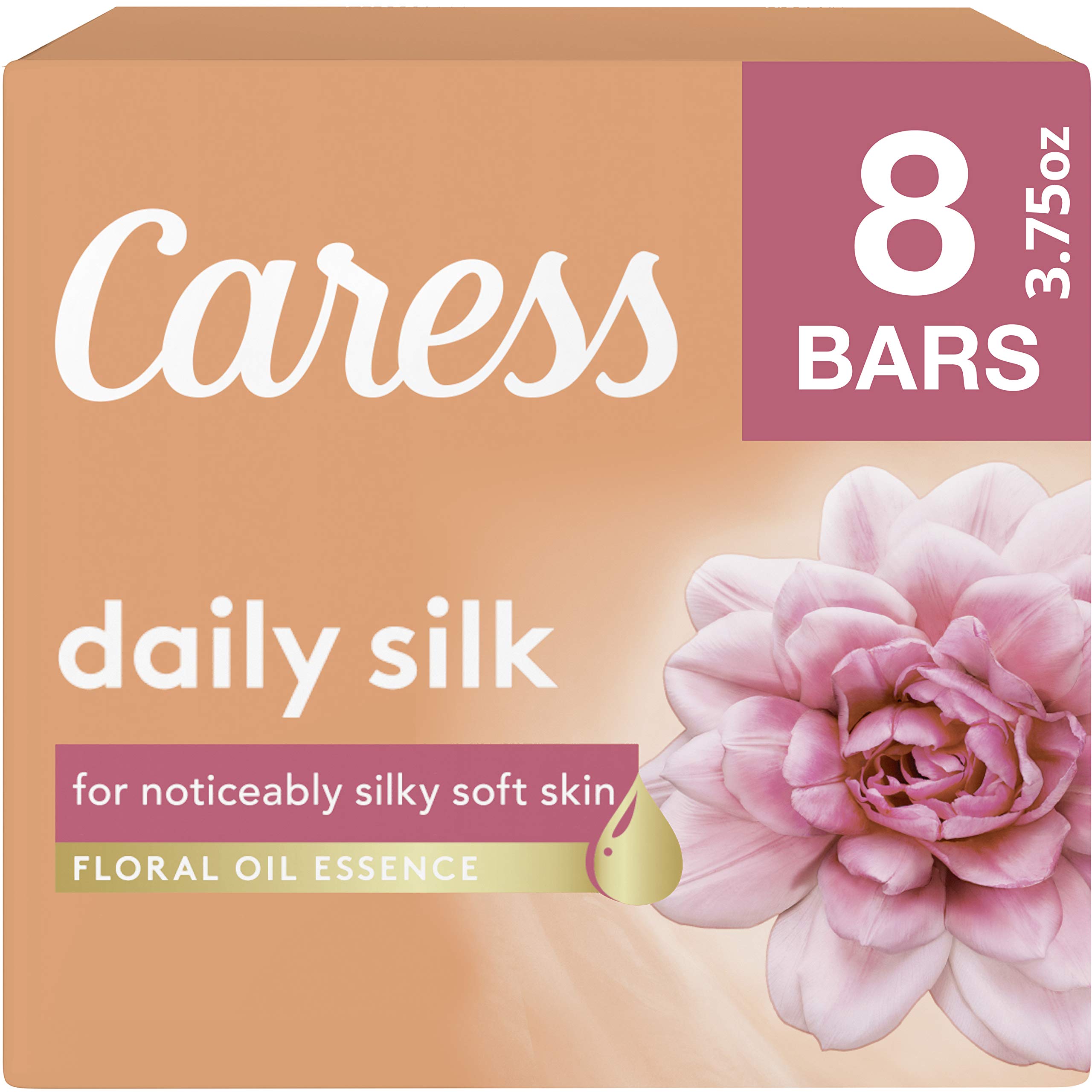 Caress Moisturizing Beauty Bar - Daily Silk Soap (4.25 oz, 8-Pack) | Hydrating & Nourishing for Soft, Smooth Skin | Perfect for Shower & Bath