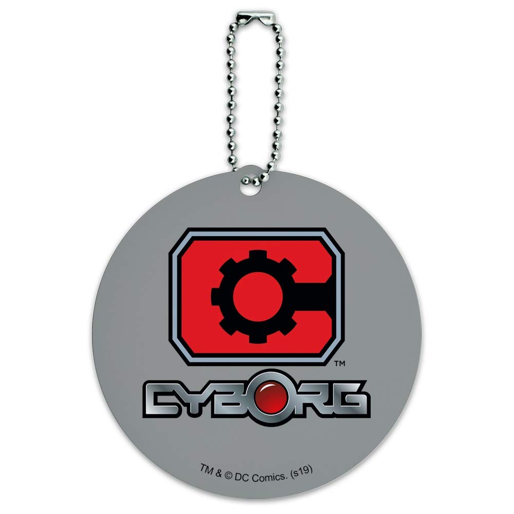 Justice League Cyborg Logo Round Luggage ID Tag - Durable Suitcase Travel Accessory for Carry-On Bags - Perfect for Airports, Vacations & Business Trips