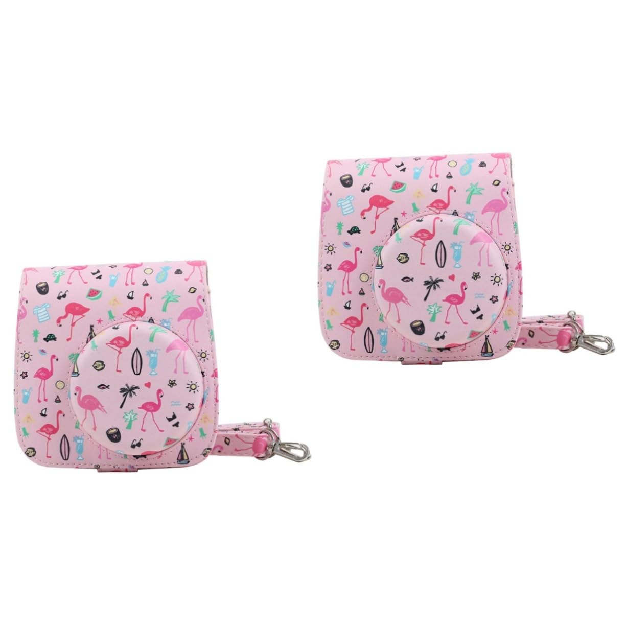 2pcs Pink Adorable Pattern Instant Camera Case Bag - Protective Cover for Fujifilm Instax Mini 9 - Perfect for Travel, Parties & Photo Shoots