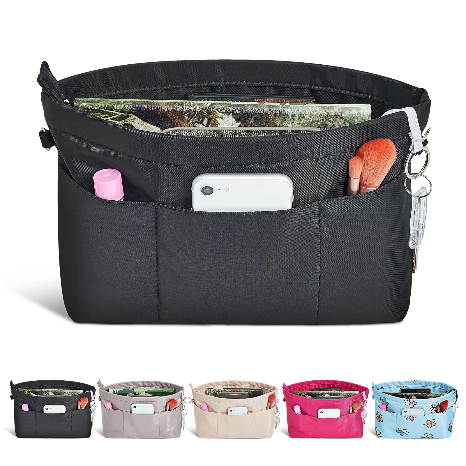 Vercord Premium Nylon Purse Organizer Insert - Tote Handbag Organizer with 13 Zippered Pockets (5 Sizes) for Women | Perfect for Travel, Work & Daily Essentials Organization