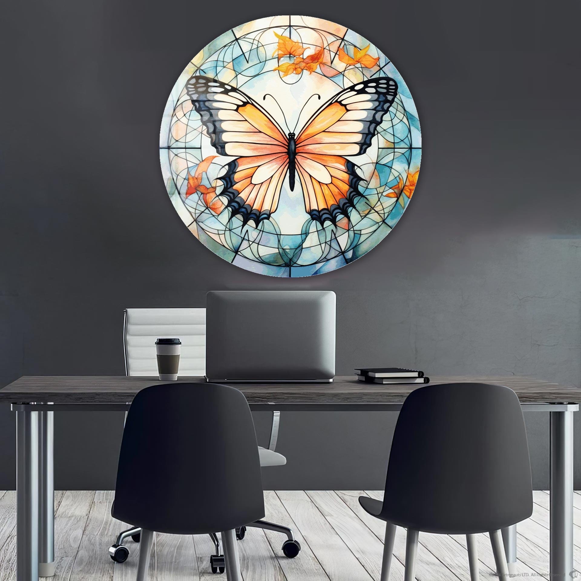 Stained Glass Butterfly Wall Art - Handmade Rounded Glass Decor for Home & Office - Perfect for Living Room, Bedroom, or Gift Giving