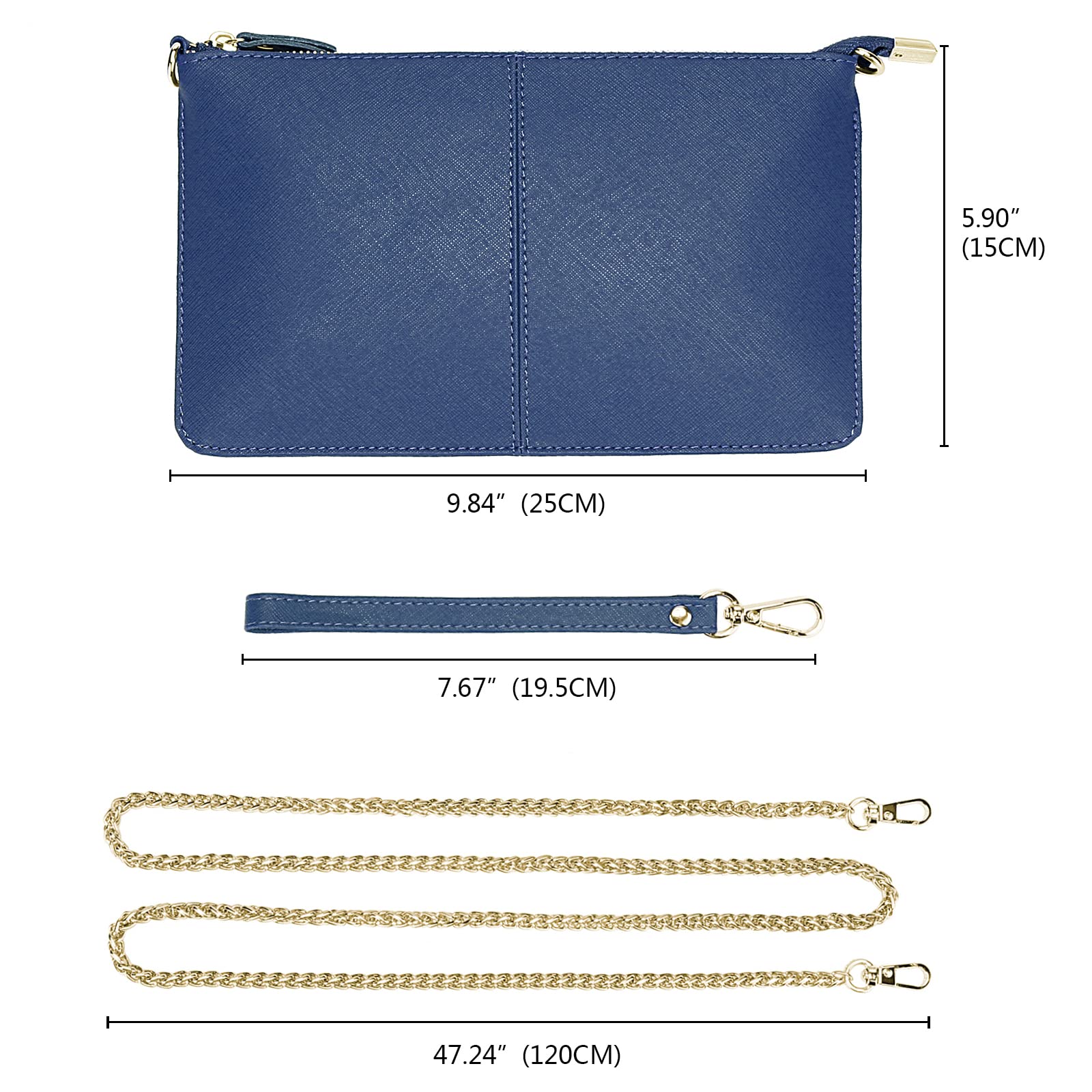 Uromee Genuine Leather Wristlet Wallet Clutch Purse for Women - Crossbody Bag with Detachable Shoulder Chain | Perfect for Parties, Travel & Everyday Use