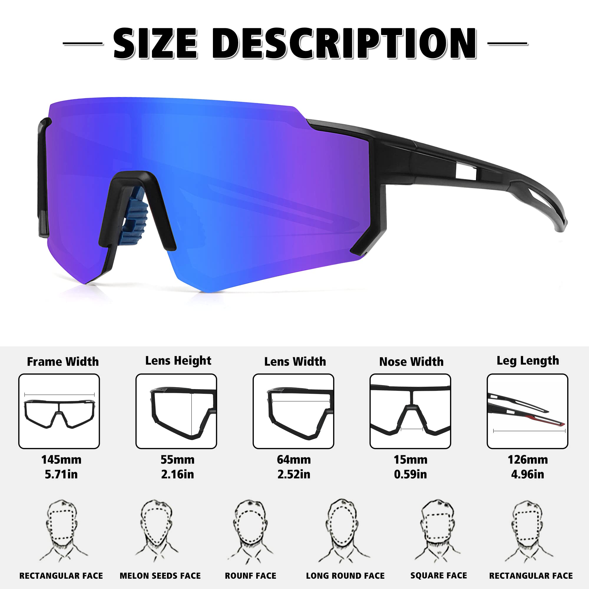STORYCOAST Polarized Sports Sunglasses for Men & Women - UV400 Protection for Driving, Fishing, Cycling & Mountain Biking - Lightweight Outdoor Active Sunglasses for Running, Hiking & Beach