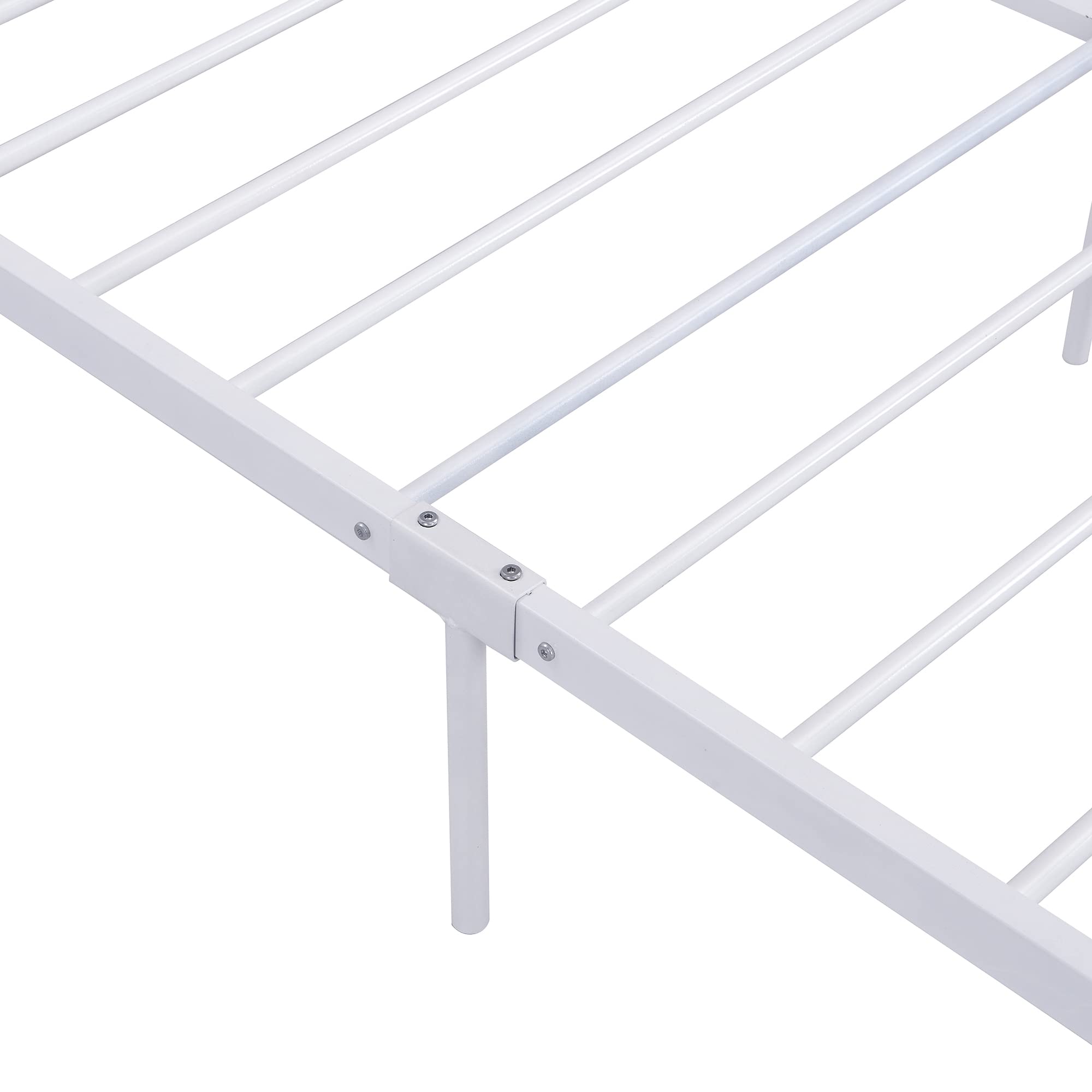 Full Size Platform Bed Frame with USB Ports & Outlets - Modern Metal Bed with Storage Drawers, Sturdy Slat Support & Center Legs - No Box Spring Needed (White) - Perfect for Small Spaces, Apartments & Modern Bedrooms