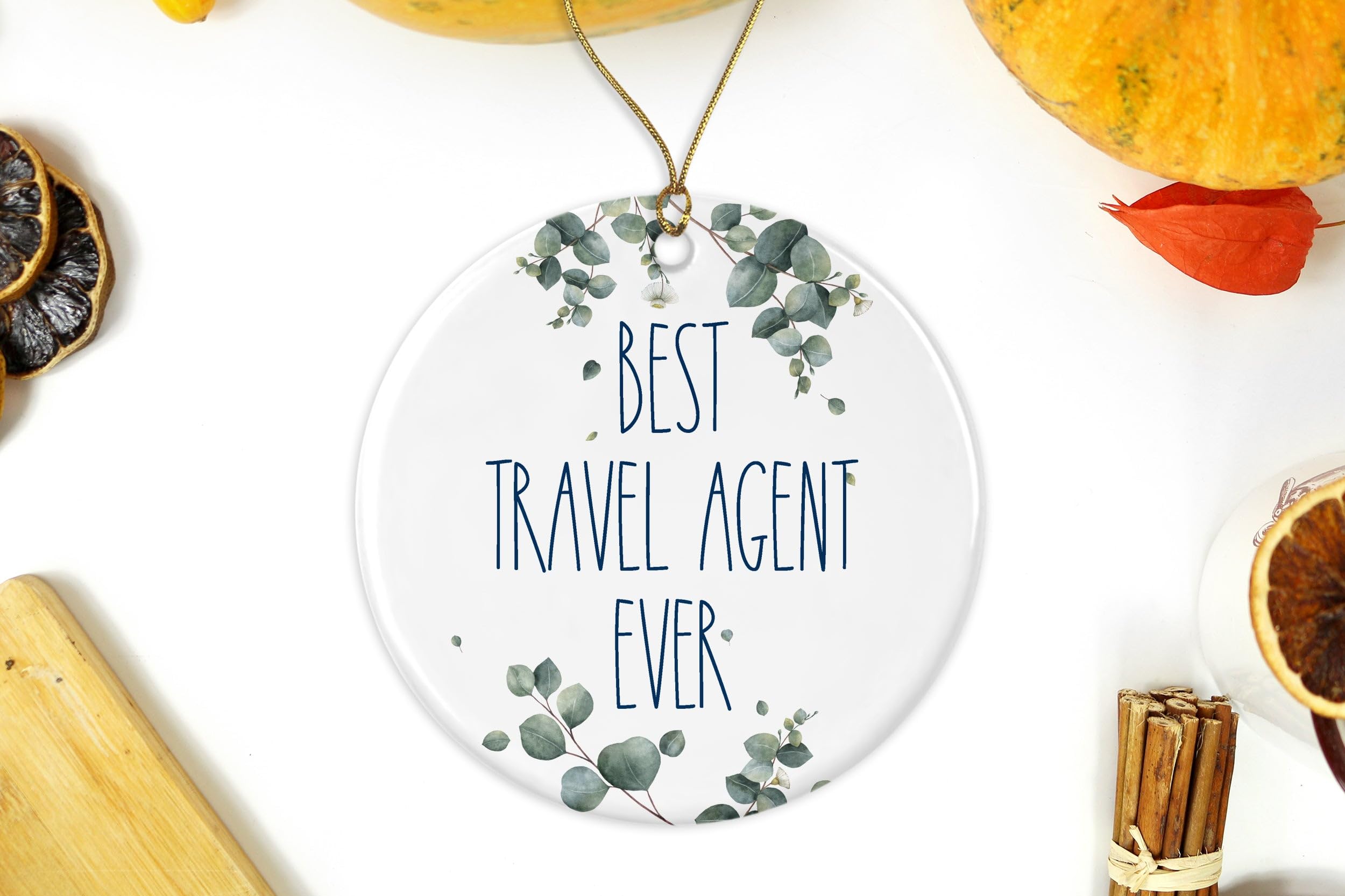 Best Travel Agent Ever Christmas Ornament - Ceramic Holiday Gift for Travel Agents, Birthday & Anniversary Present - Perfect for Office Decor, Tree Decoration & Travel Lover Gifts