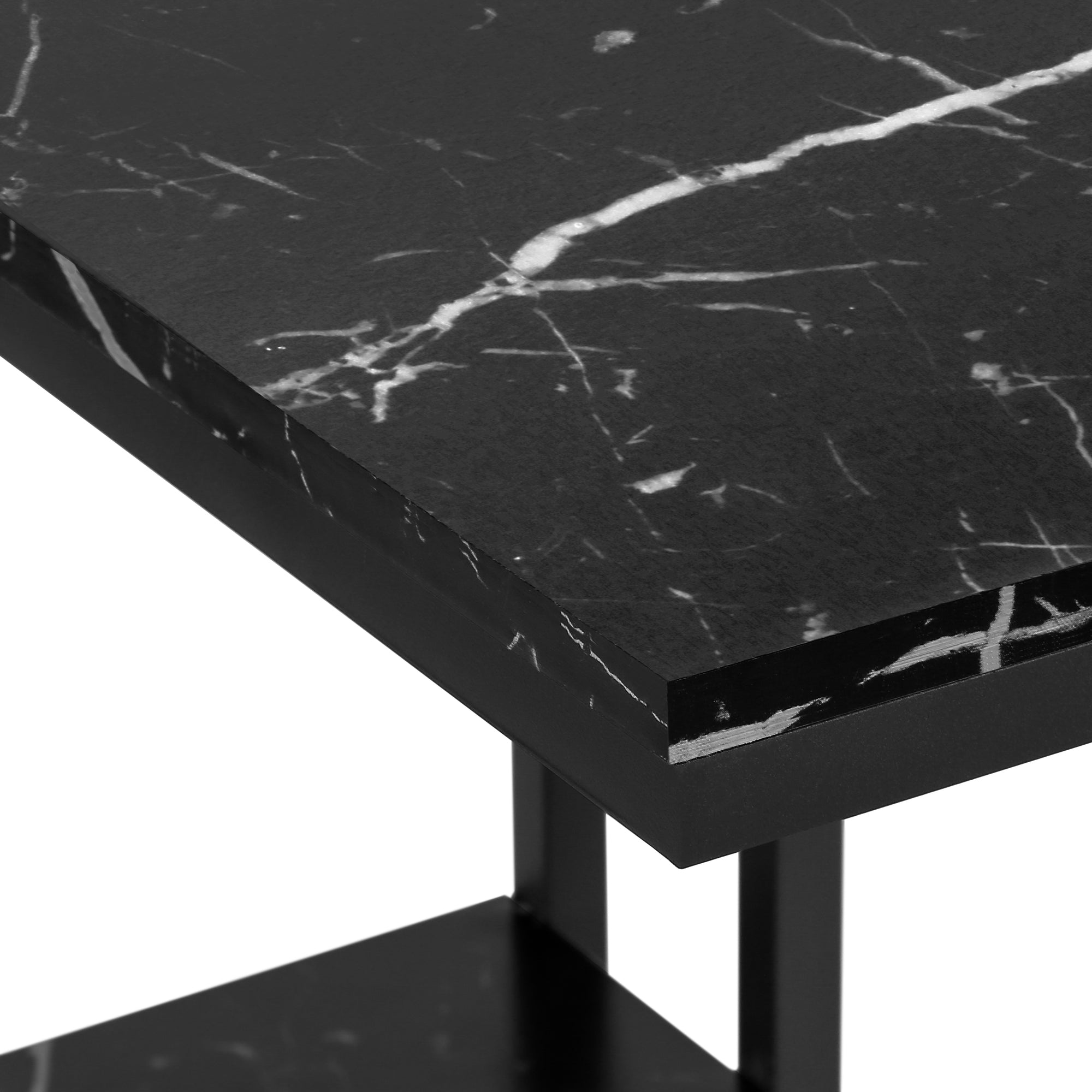 Elegant Black Marble Accent Table with Black Metal Frame - 25 Inch Height - Perfect for Living Room, Bedroom, or Office Decor