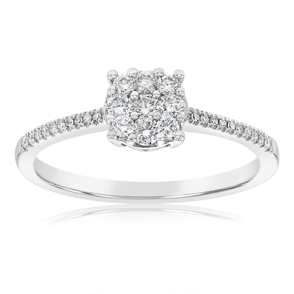 9ct White Gold 1/4 Carat Diamond Engagement Ring for Women - Elegant Wedding Band, Anniversary Gift & Special Occasion Jewelry