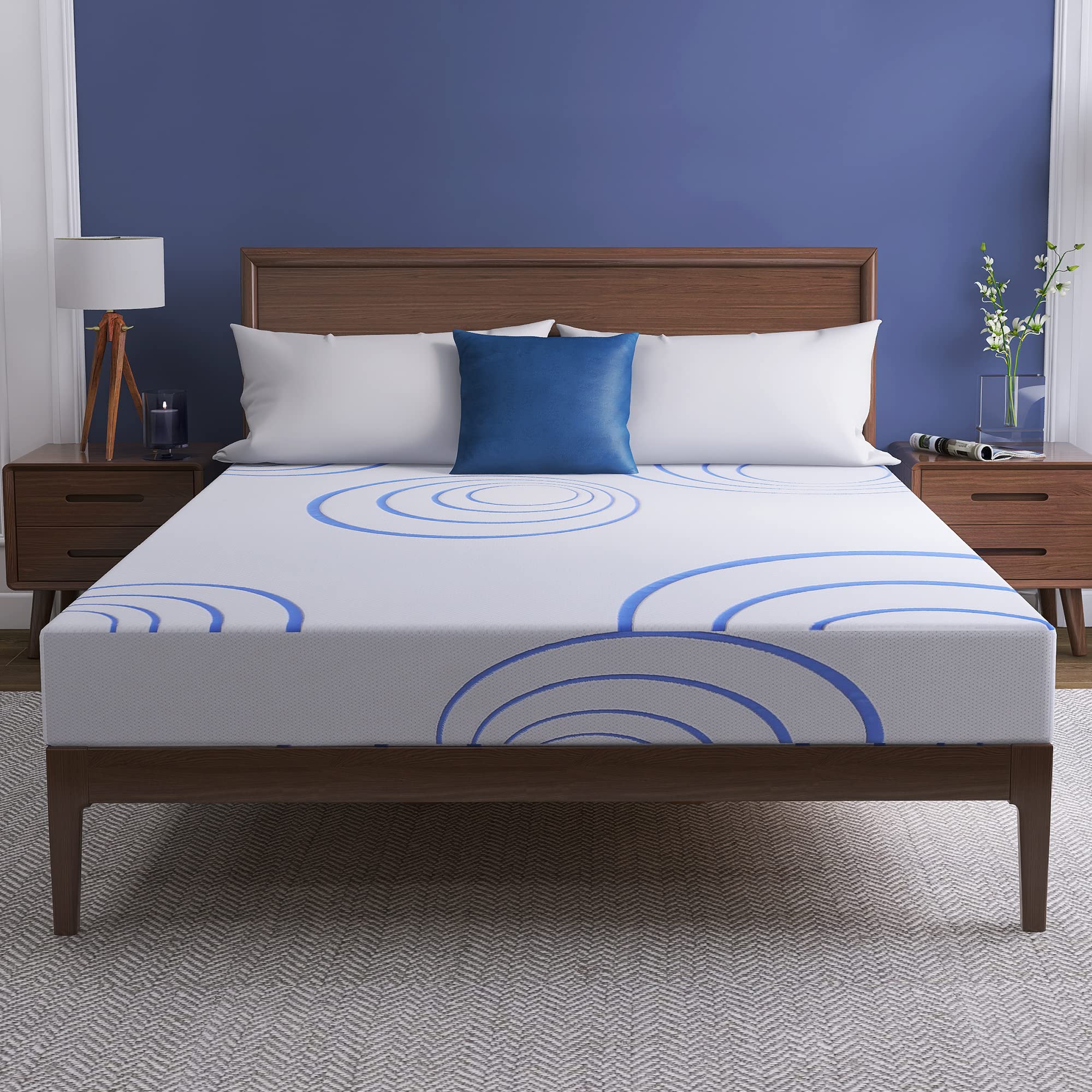 Opoiar 8 Inch Queen Size Memory Foam Mattress in a Box - Medium Firm Bamboo Charcoal Infused for Pressure Relief & Breathable Sleep - CertiPUR-US Certified with Removable Cover - Perfect for Bedrooms, Guest Rooms & Small Apartments
