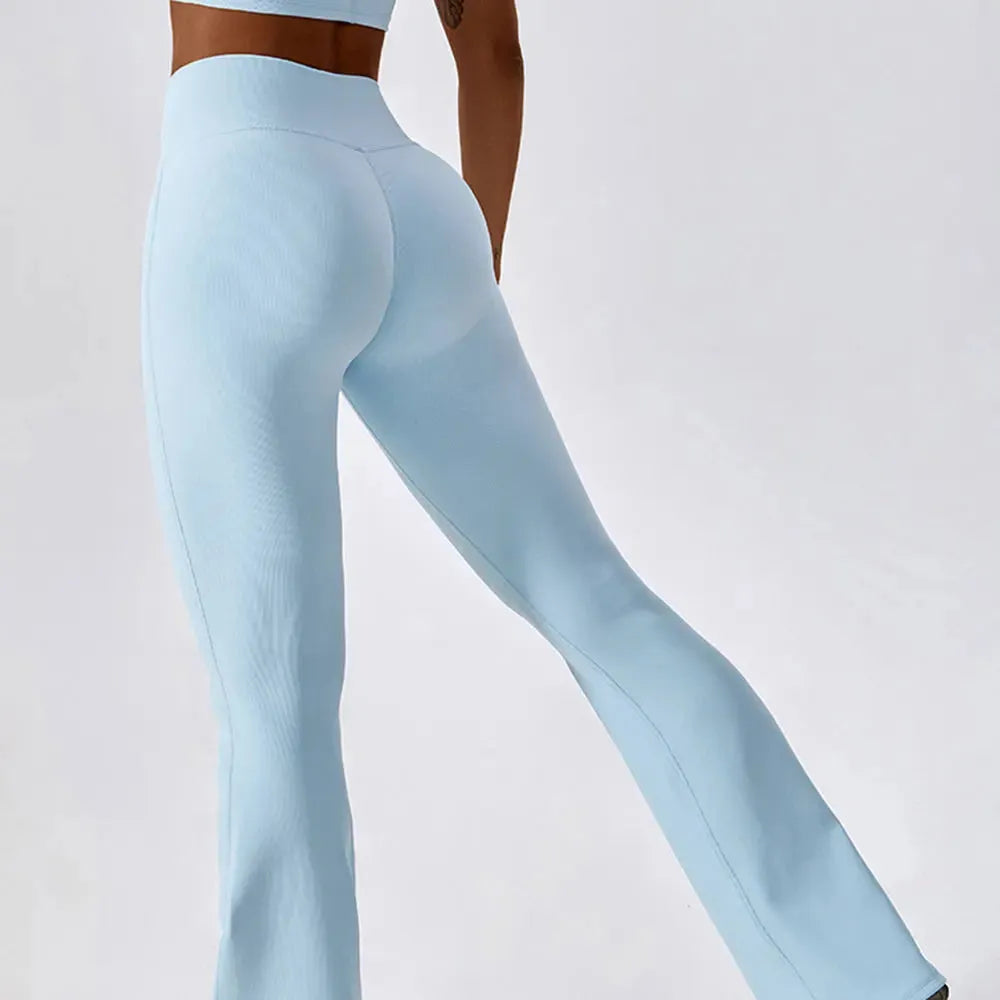 Women's High Waist Yoga Pants - Cross Waist Cotton Leggings for Fitness, Training & Gym - Elastic Wide Leg Flare Tights - Perfect for Yoga, Pilates, Running & Lounge Wear