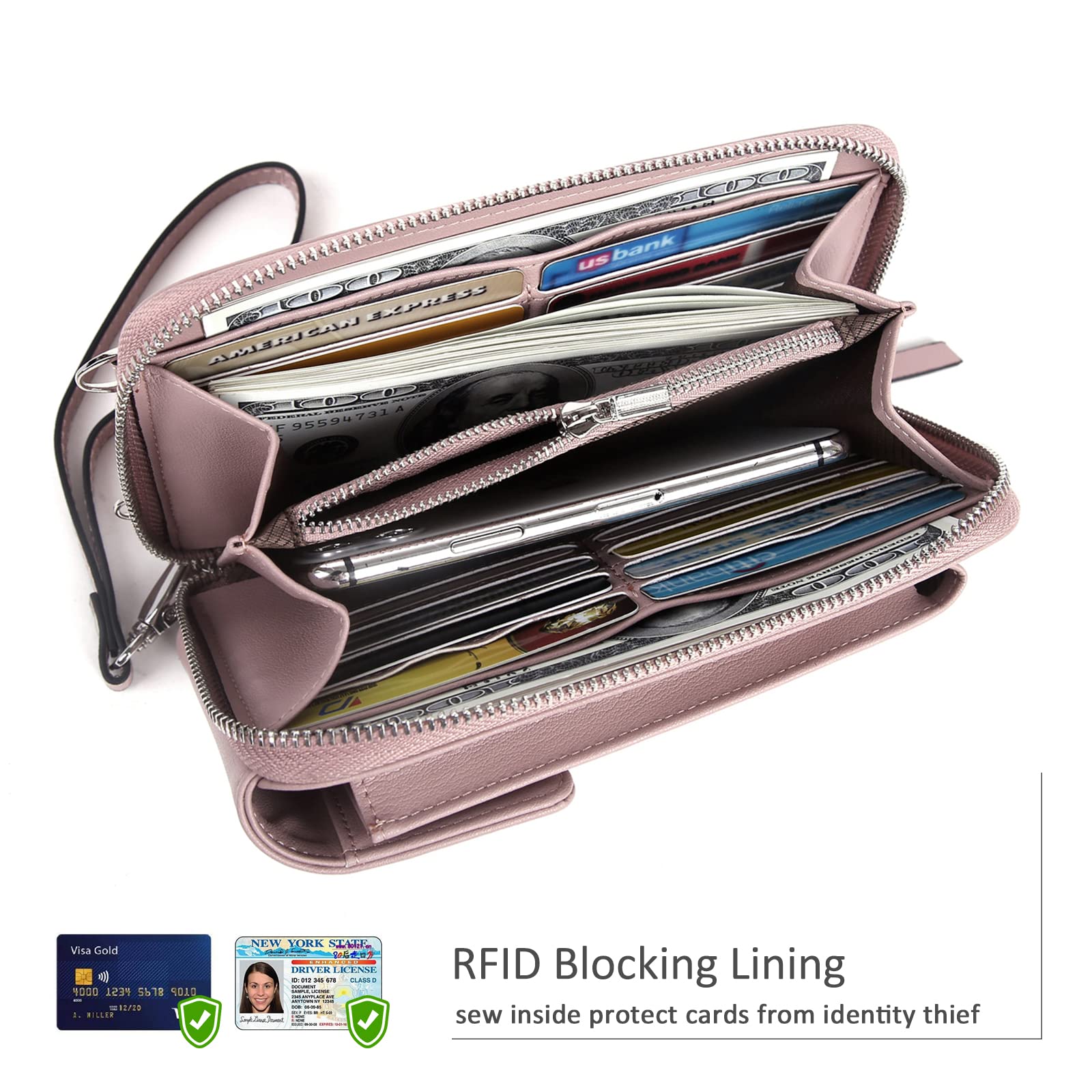 Pearl Angeli Women's RFID Blocking Crossbody Phone Bag - PU Leather Small Shoulder Purse with Wallet for iPhone & Cards | Perfect for Travel, Shopping & Daily Use