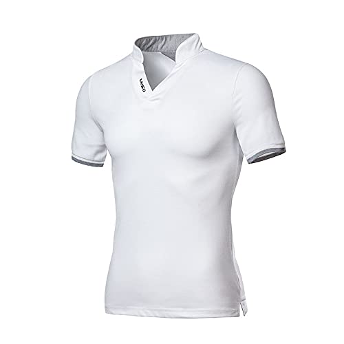 GBSELL Men's Slim Fit Short Sleeve T-Shirt - Solid Color Stand Collar Casual Shirt for Men | Breathable & Comfortable | Perfect for Summer, Work, and Everyday Wear