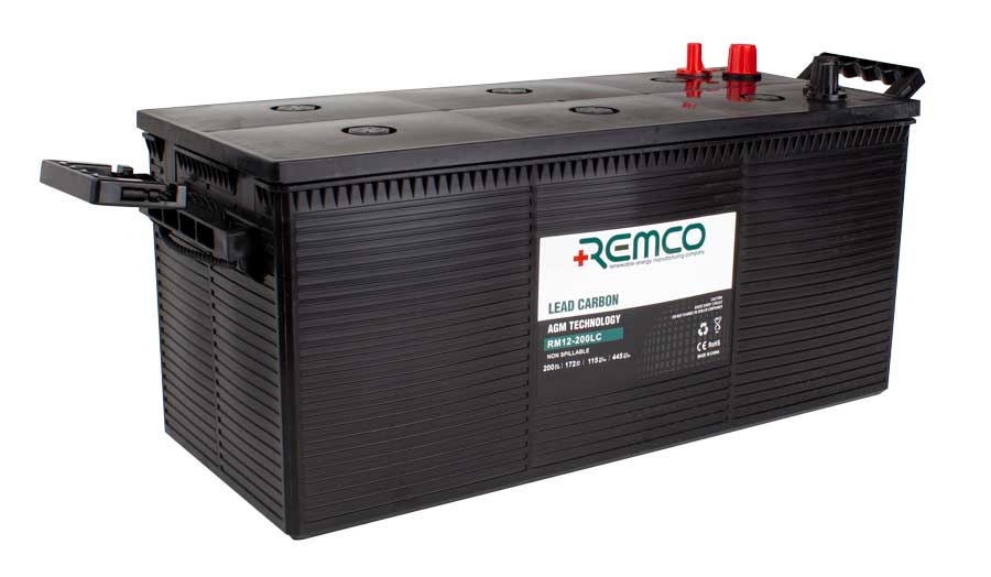 12V 200Ah Lead Carbon Deep Cycle Battery for Solar Power, RV, Marine & Off-Grid Applications - Long Lasting Rechargeable Battery for Energy Storage Systems