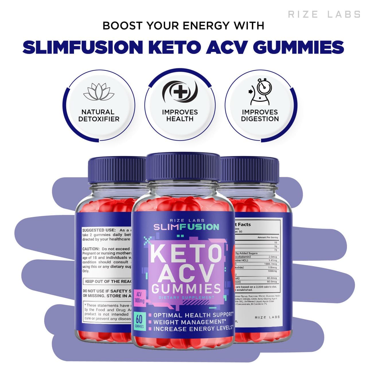 Slim Fusion Keto ACV Gummies for Weight Loss - Apple Cider Vinegar Supplement (60 Count) | Supports Metabolism & Appetite Control | Perfect for Keto Diet & Healthy Lifestyle