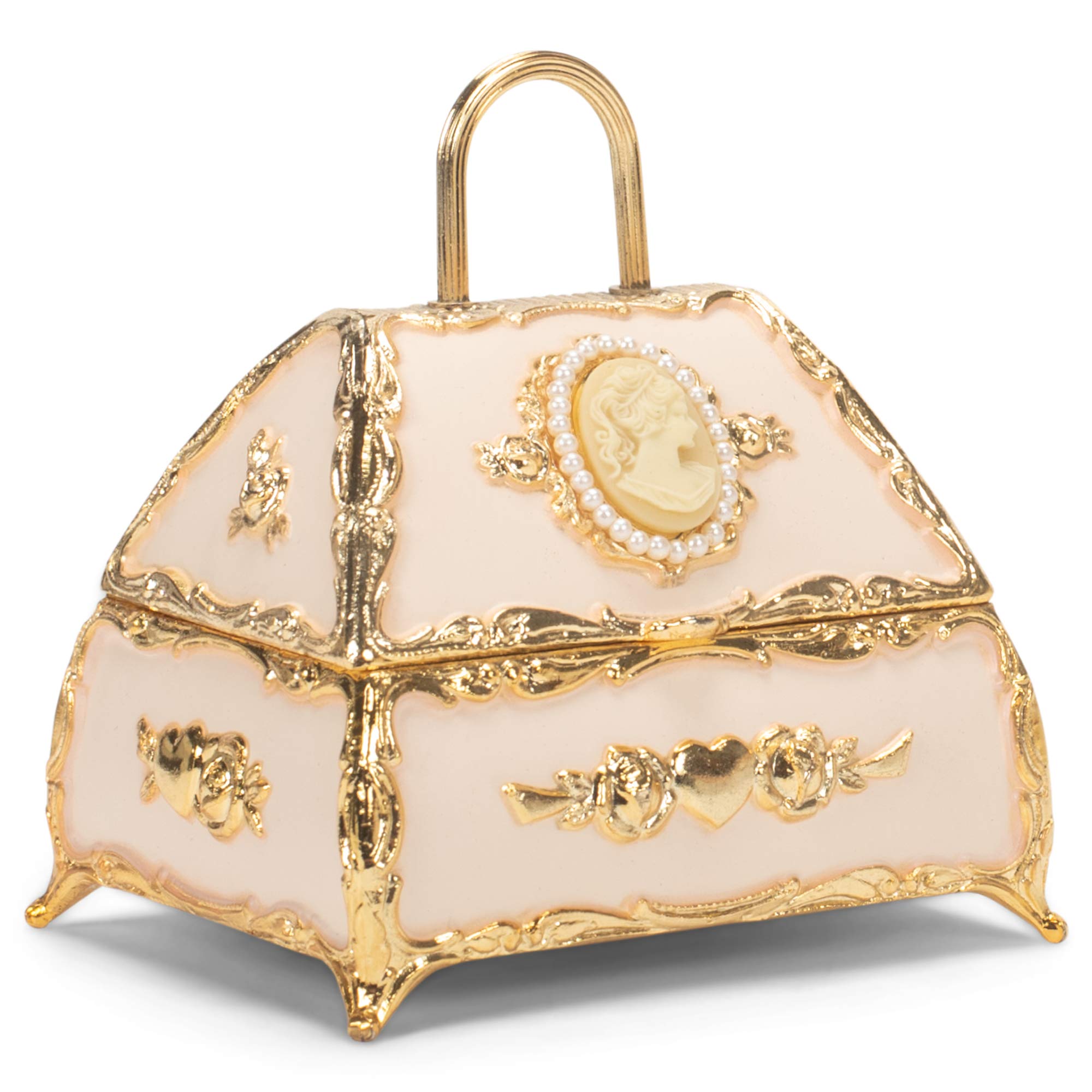 Vintage Ivory Cameo Handbag-Shaped Music Box & Jewelry Box - Plays 