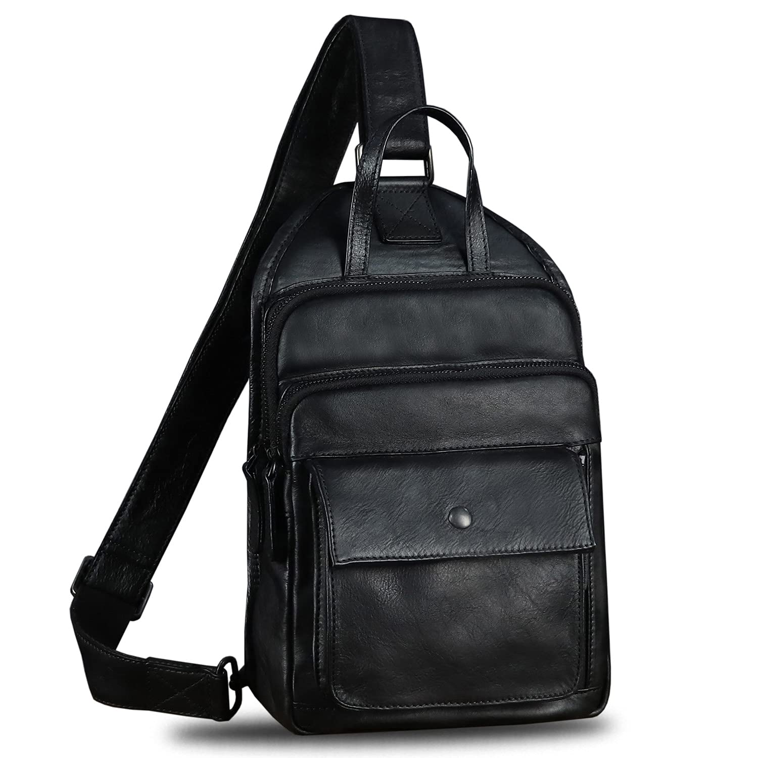Genuine Leather Sling Bag for Men & Women - Vintage Real Leather Crossbody Shoulder Backpack Purse - Perfect for Travel, Work & Everyday Use