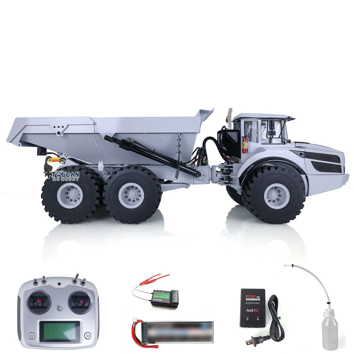 1/14 Scale Metal Hydraulic 6x6 RC Articulated Dump Truck - Engineering Vehicle Model with Motor, ESC & LED Lights - Perfect for Construction Site Play, Collecting & STEM Learning