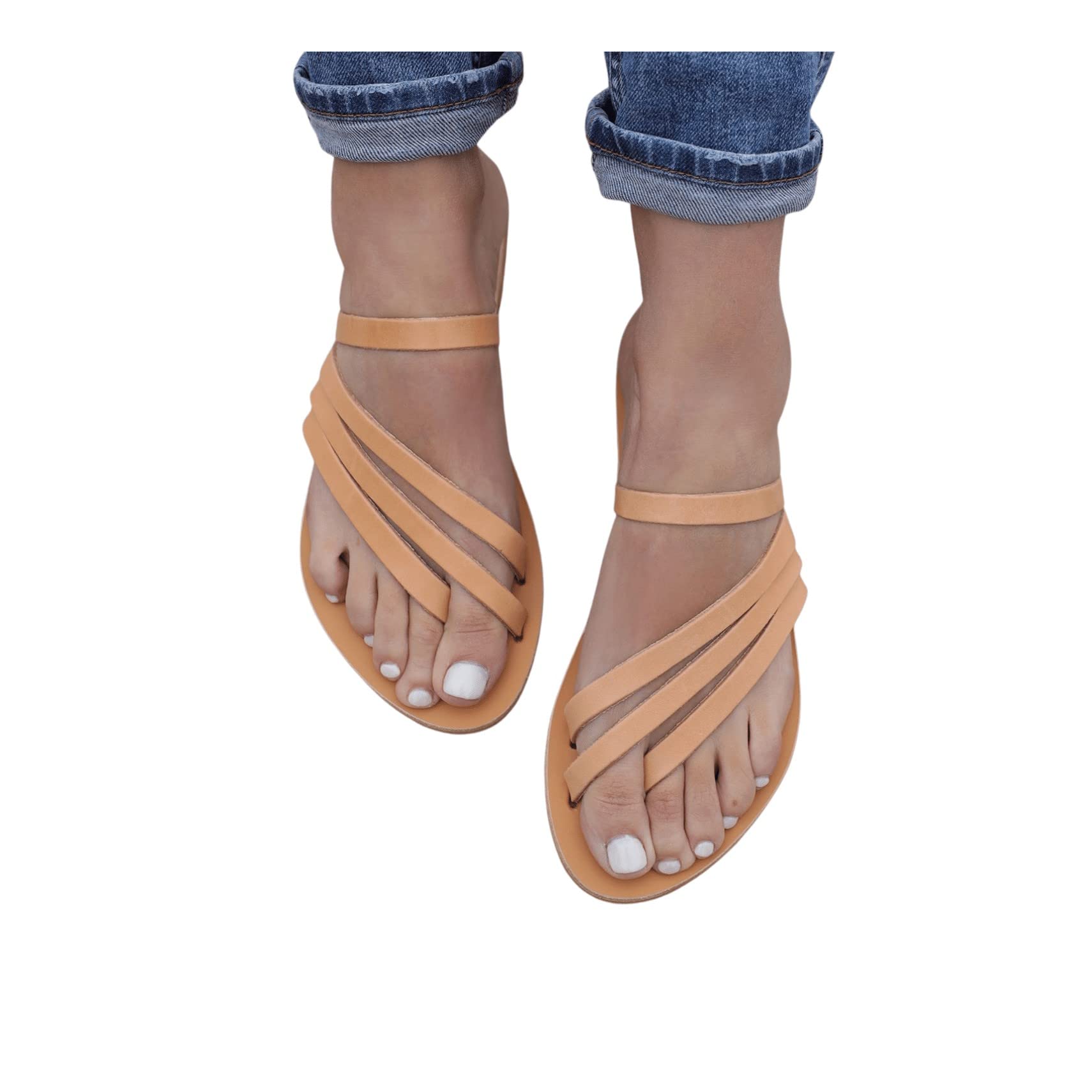 Greek Leather Sandals for Women - Handmade Gladiator Sandals with Straps | Slip On Summer Sandals for Beach, Wedding & Casual Wear | Ancient Greek Inspired Leather Footwear