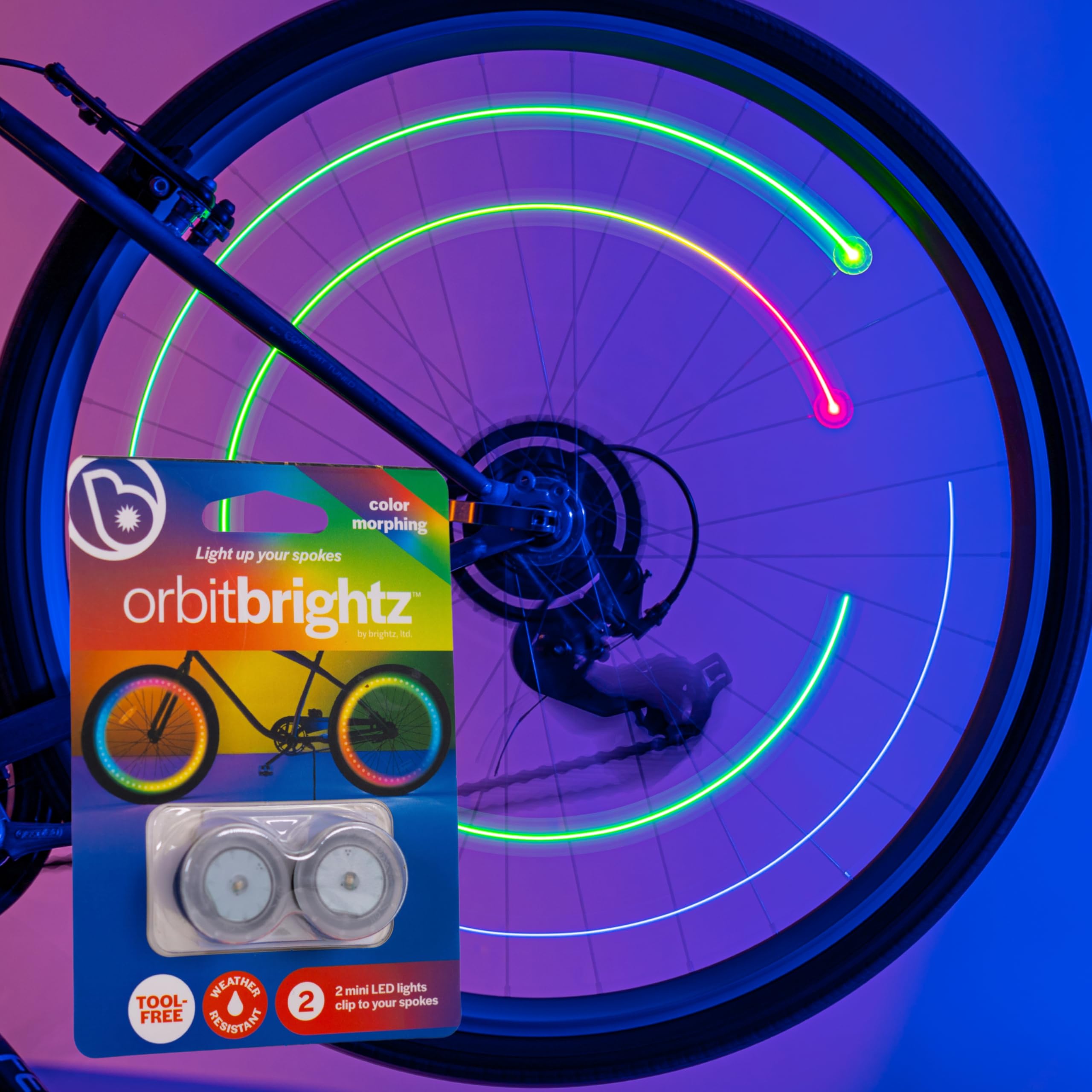 Brightz Orbit LED Bike Spoke Lights - RGB Color Changing Mini Bicycle Wheel Lights for Kids & Adults - Perfect for Night Riding, Burning Man, and Festivals