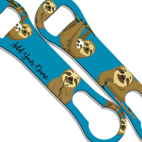 Personalized V Rod® Bottle Opener with Sloth Design - Custom Name Engraved Bar Tool for Beer, Soda & Home Brewing - Perfect for Parties, Gifts & Man Cave Decor