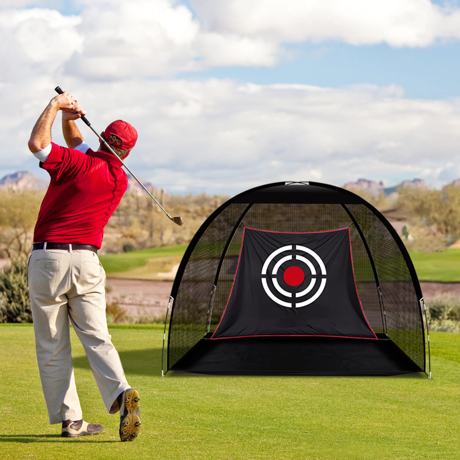 Premium Heavy Duty Golf Practice Hitting Net for Backyard & Indoor/Outdoor Training - Includes Target & Carrying Bag | Perfect for Home Golf Drills, Driving Range Practice & Backyard Training Sessions