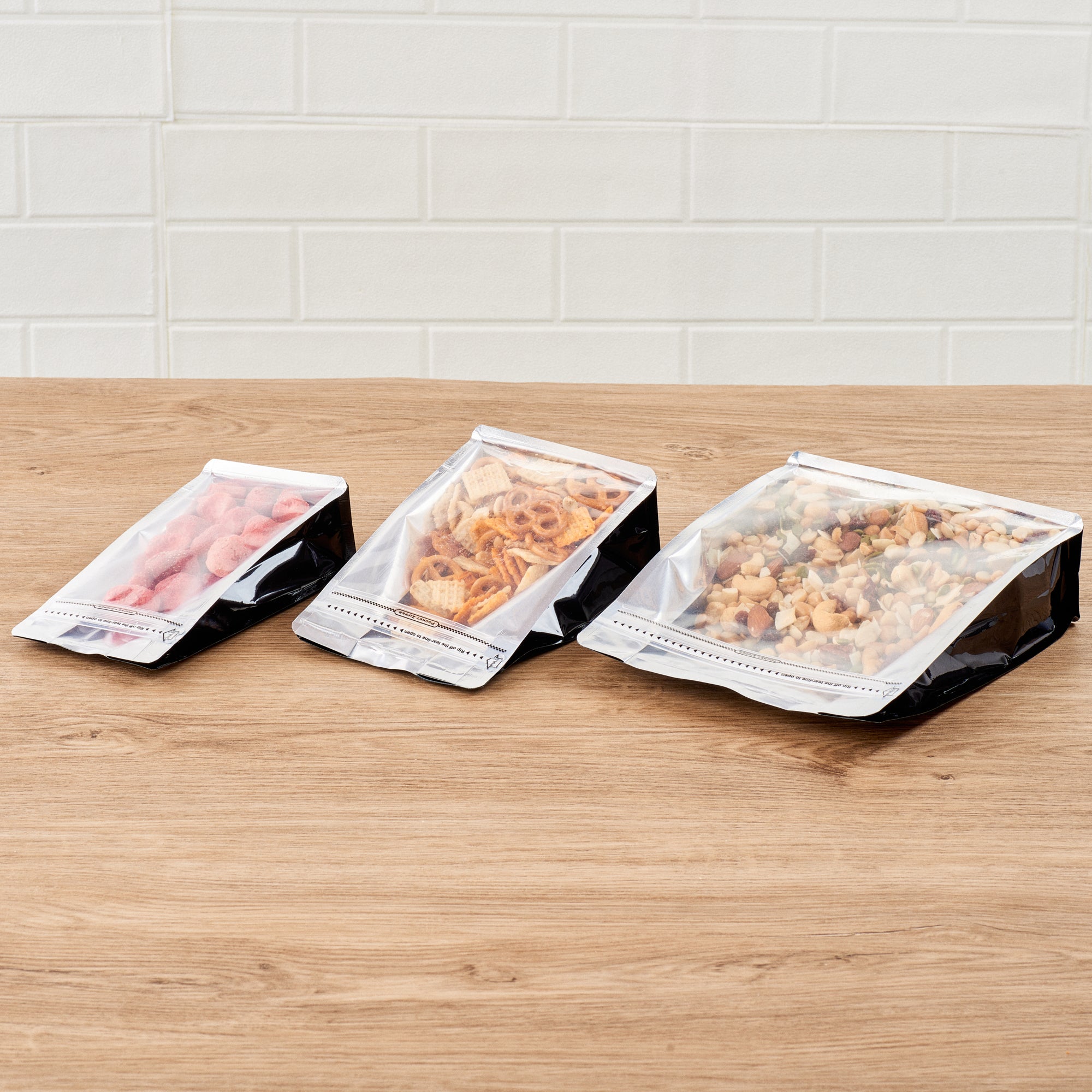 BAG TEK Black Plastic Large Snack Bags - Double Seal, Rip Lock, Heat Sealable (9.5