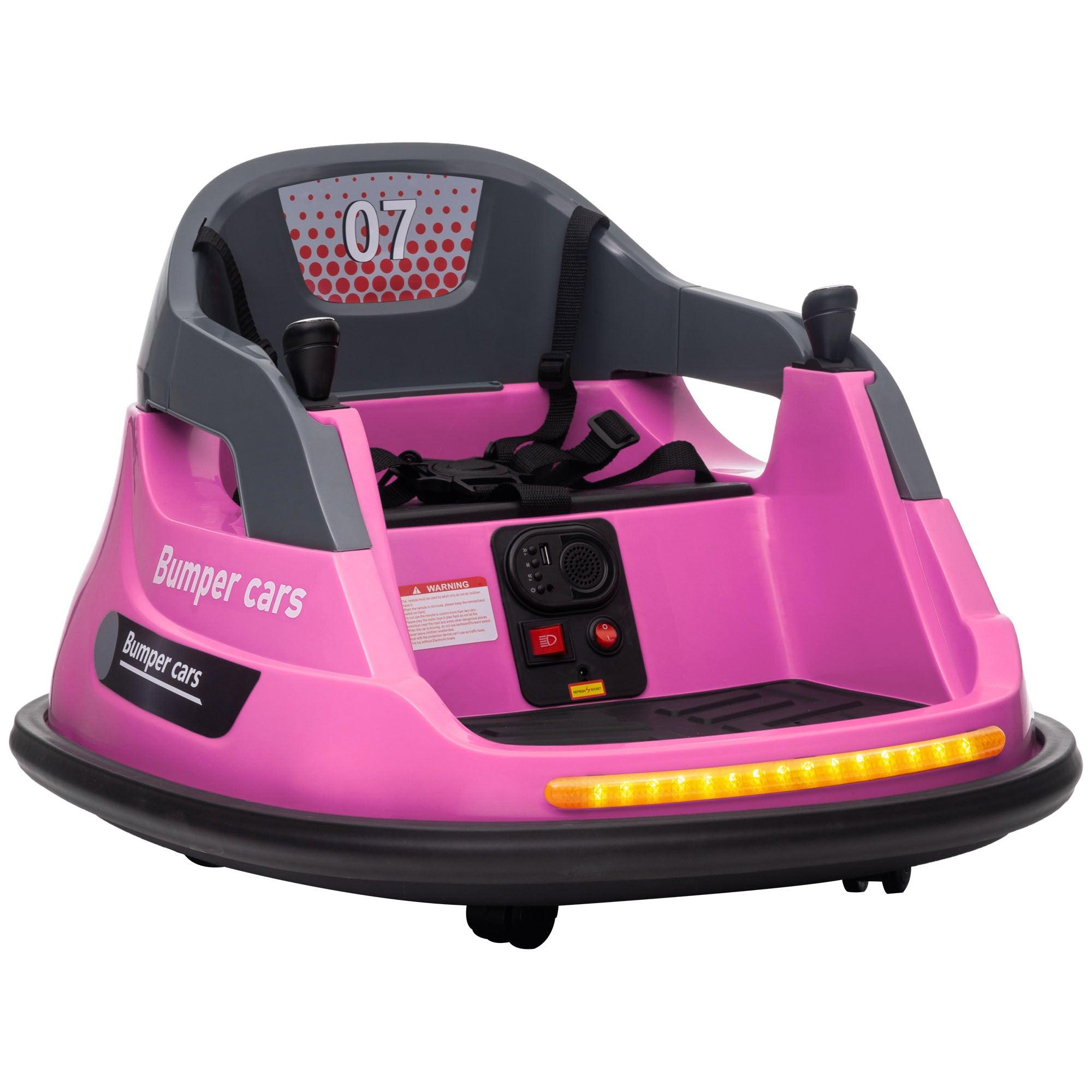 12V Electric Bumper Car for Kids Ages 1.5-5 Years - 360° Spin Ride-On Toy with Parent Remote Control, LED Lights & Music - Pink Battery-Powered Bumper Vehicle for Indoor/Outdoor Play, Birthday Gifts, and Amusement Park Fun