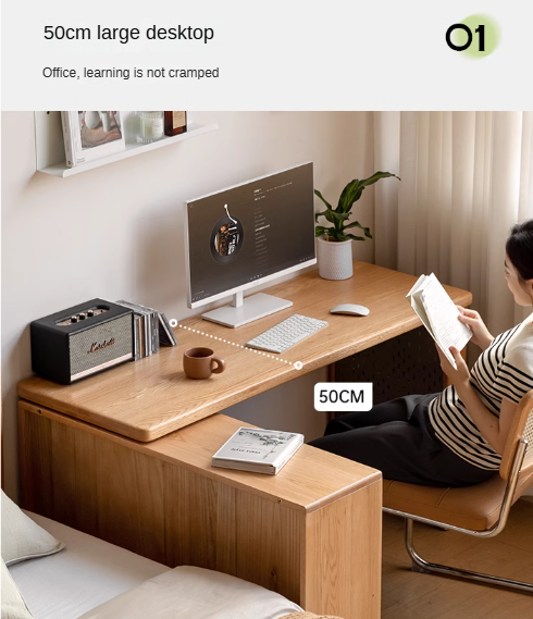 Solid Oak Wood Corner Desk for Home Office - Compact & Stylish Workspace Solution for Small Spaces, Apartments & Dorm Rooms