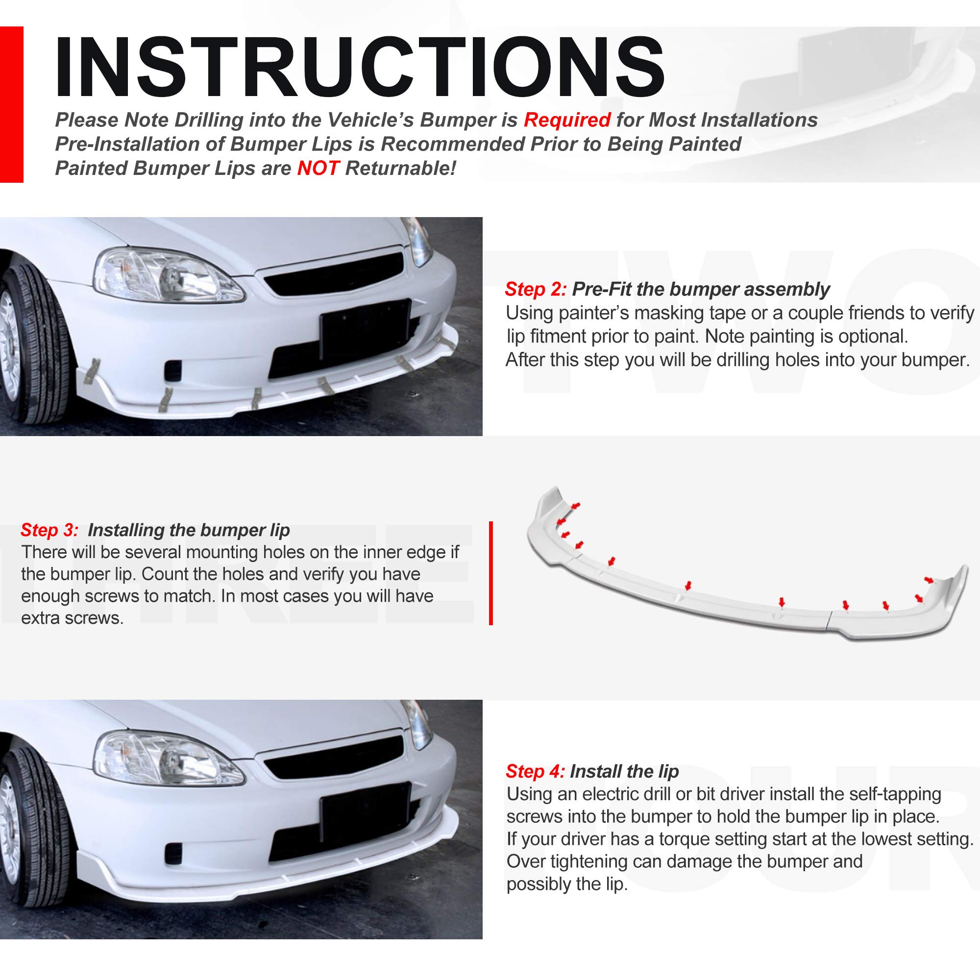 Auto Dynasty 3Pcs Real Carbon Fiber Front Bumper Lip Spoiler Wing Body Kit for 2014-2017 Honda Fit - Enhance Style & Aerodynamics for Street Racing & Car Shows
