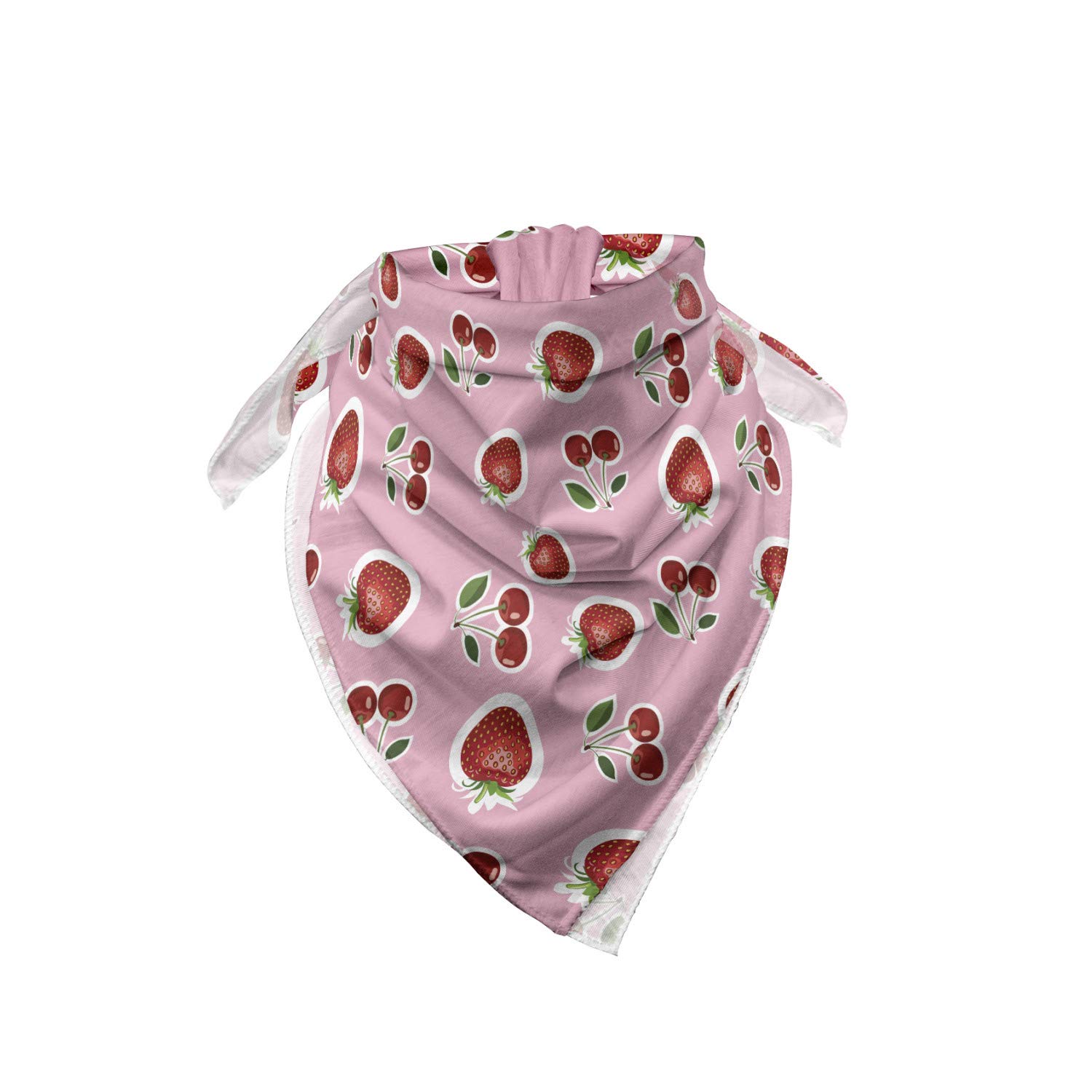 Ambesonne Fruit Bandana - Strawberry & Cherry Print Unisex Head Scarf & Neck Tie for Men & Women - Perfect for Outdoor Activities, Hiking, Music Festivals & Summer Fashion