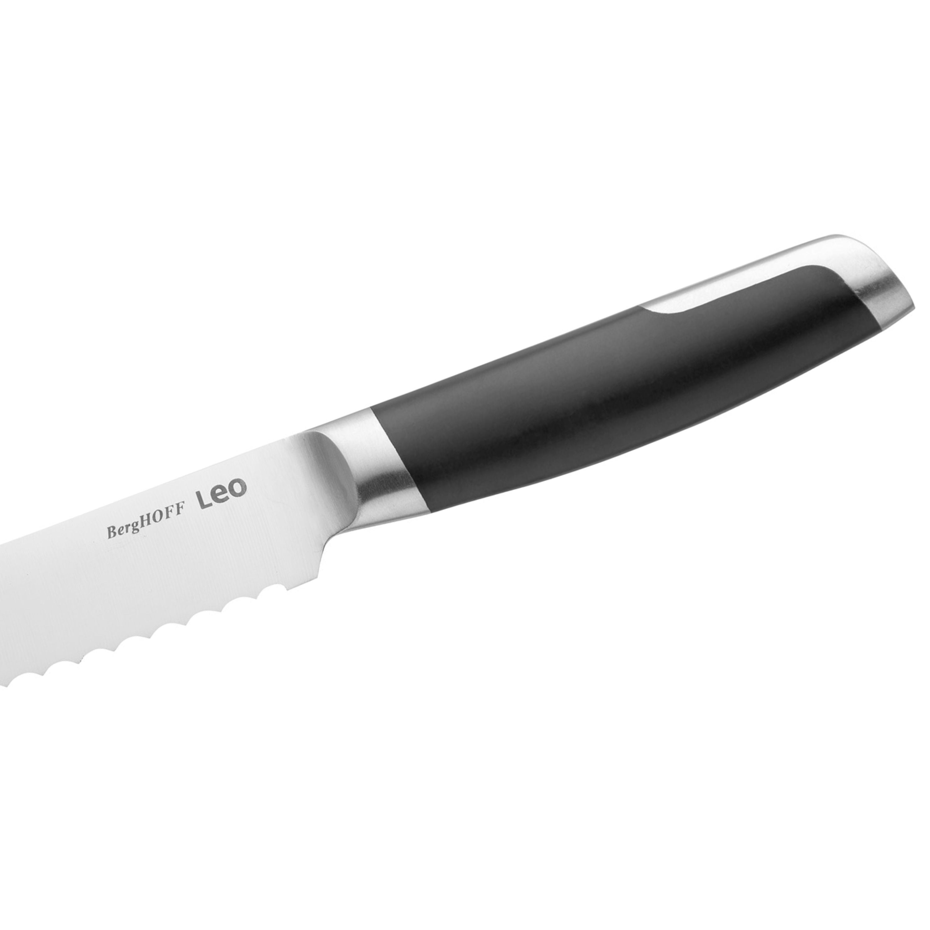 BergHOFF Leo Graphite Stainless Steel Bread Knife 8 Inch - Professional Serrated Bread Knife for Slicing Bread, Cake, Pastries - Perfect for Home Baking, Restaurants & Bakeries