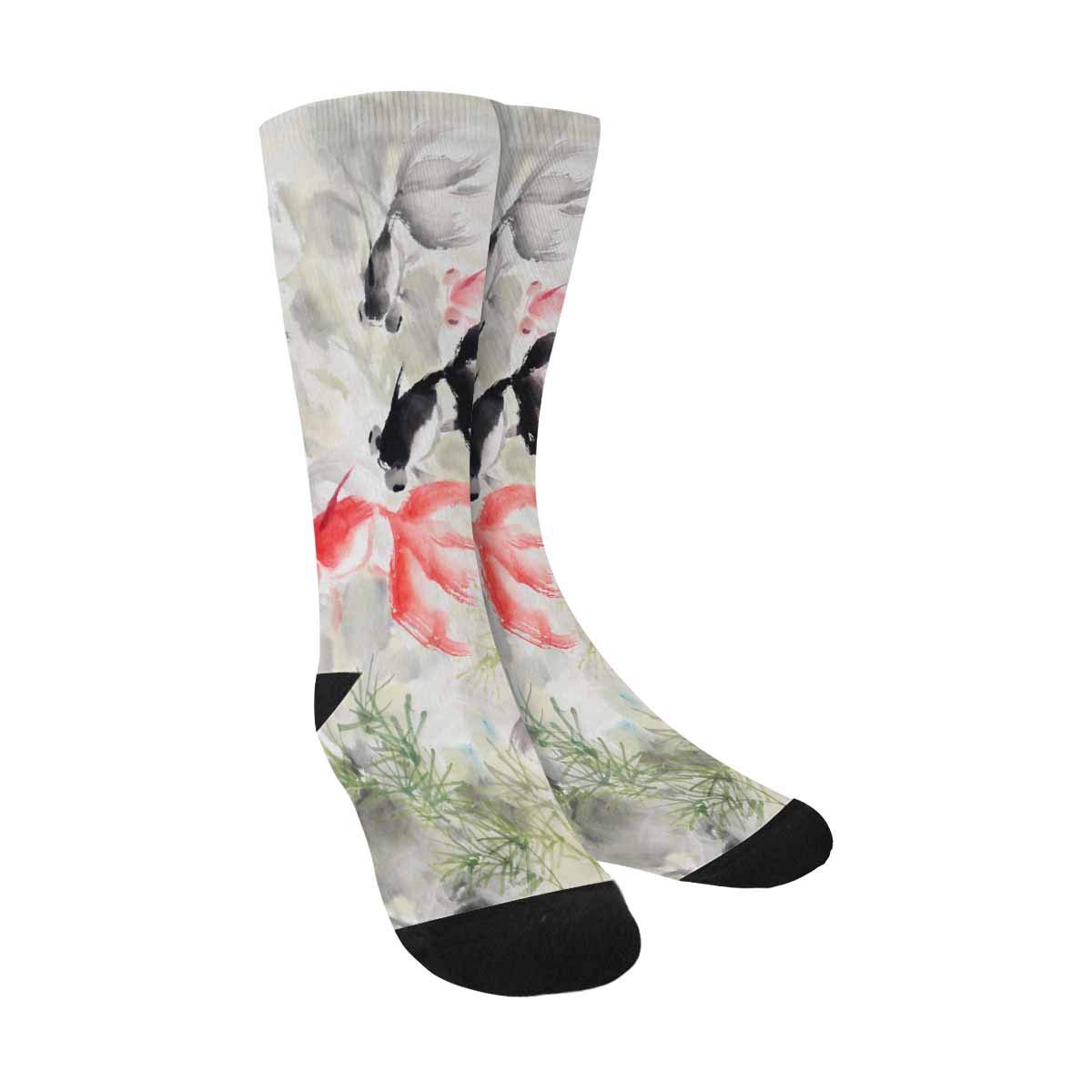 InterestPrint Chinese Ink Painting Crew Socks - Artistic Sublimated Athletic Socks for Men & Women - Perfect for Yoga, Running & Casual Wear