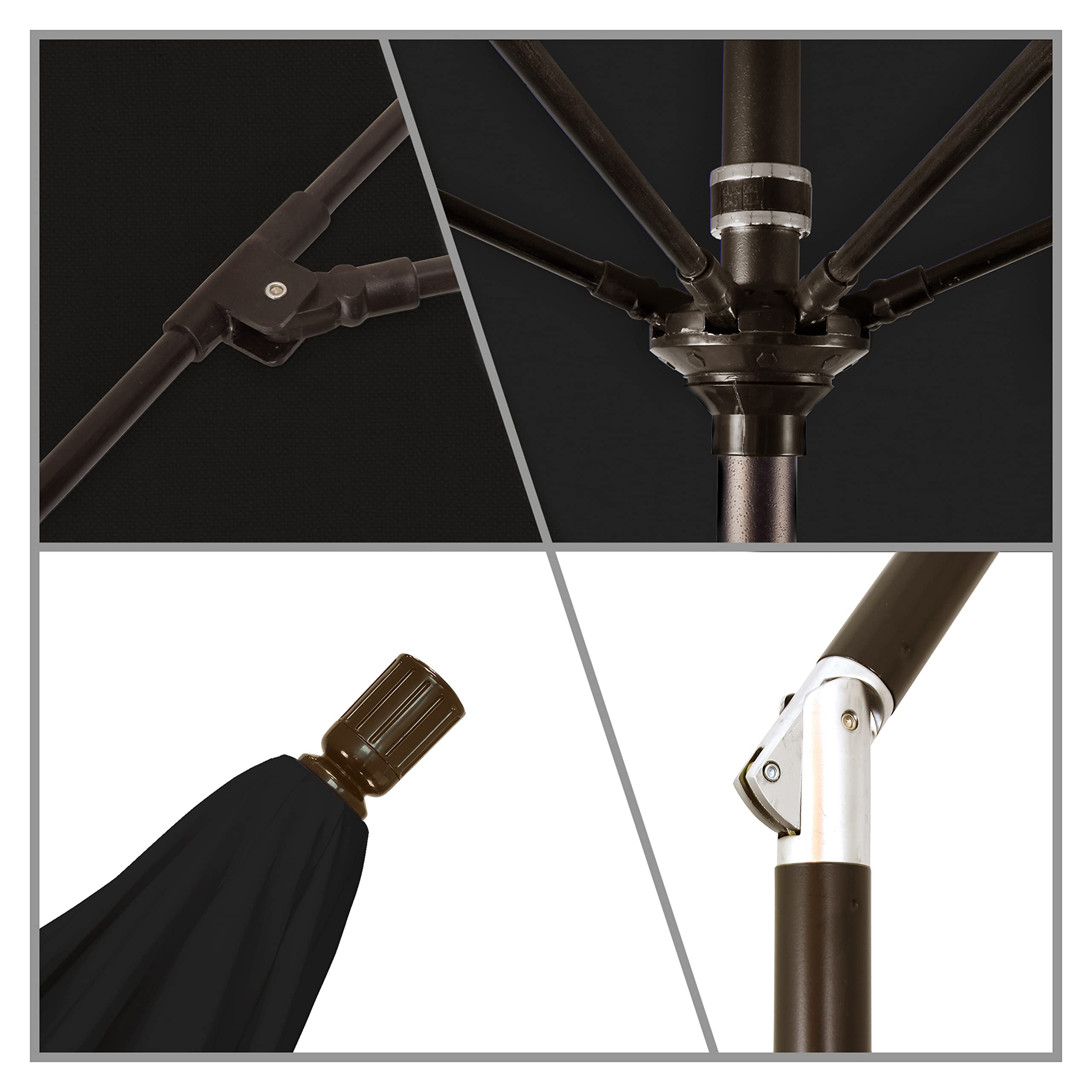7.5' Black Market Umbrella with Crank & Tilt - Patio & Garden Use