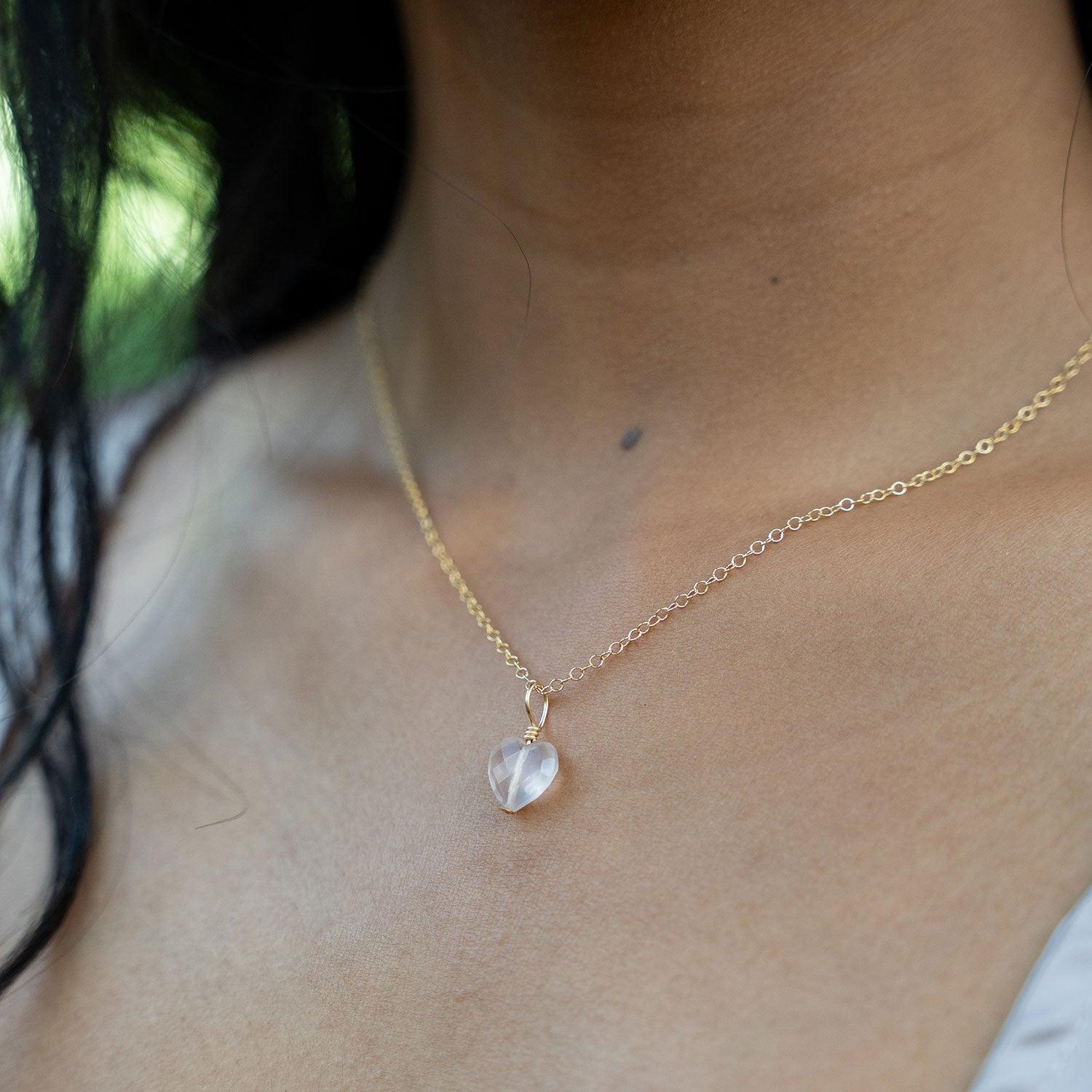 Rose Quartz Crystal Heart Pendant Necklace for Women - Healing Stone Jewelry Gift for Love & Positive Energy - Perfect for Valentine's Day, Anniversary & Spiritual Healing