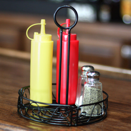 BarConic® Condiment Caddy with Built-in Merchandising Ring - Round Spice & Sauce Organizer for Restaurants, Kitchens & Dining Tables - Perfect for BBQ, Picnics & Home Use