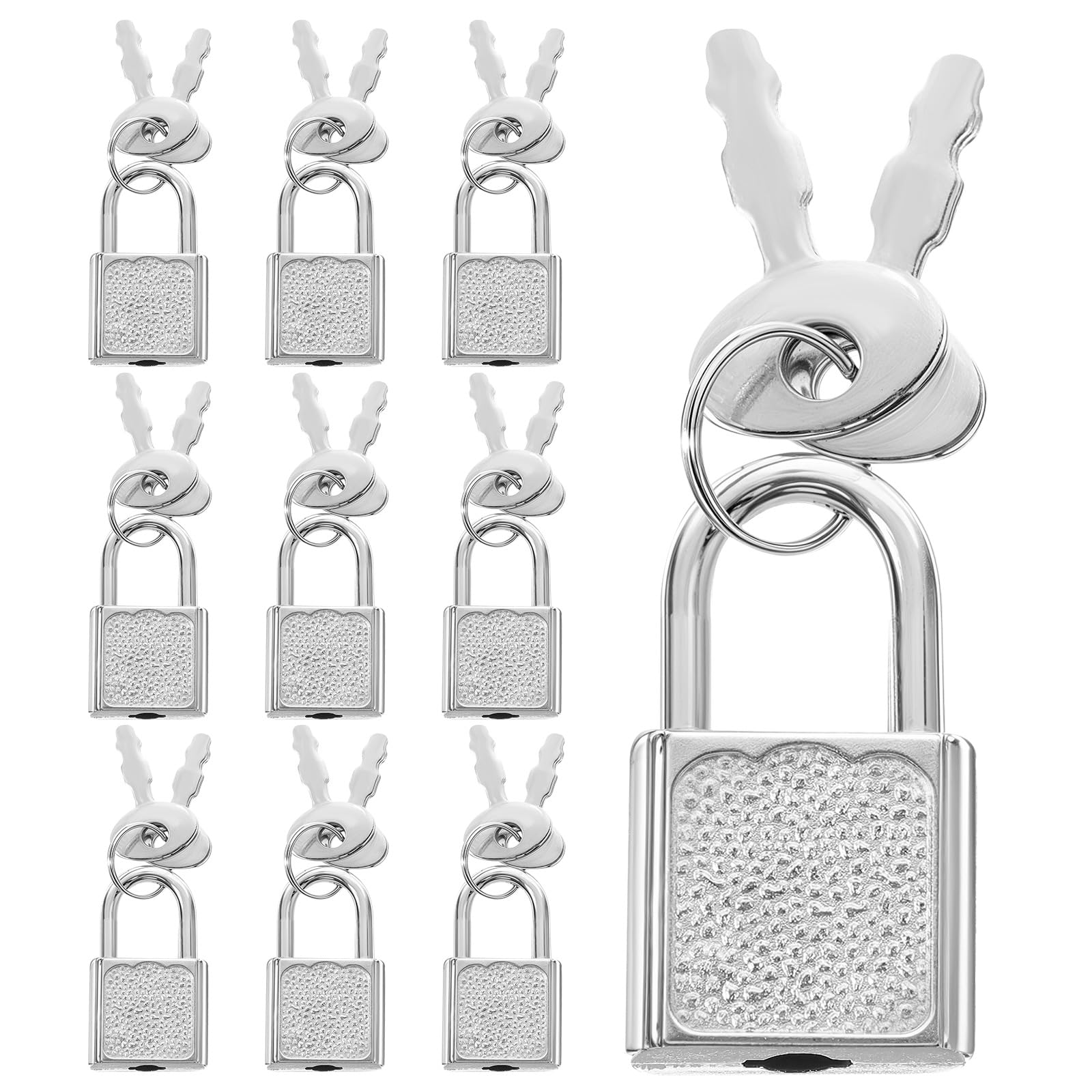 10pcs Mini Cute Diary Padlocks with Keys - Small Silver Luggage Locks for Jewelry Boxes, Travel Backpacks & Suitcases - Perfect for Home, Office & School Security (Tiny Decorative Padlocks)