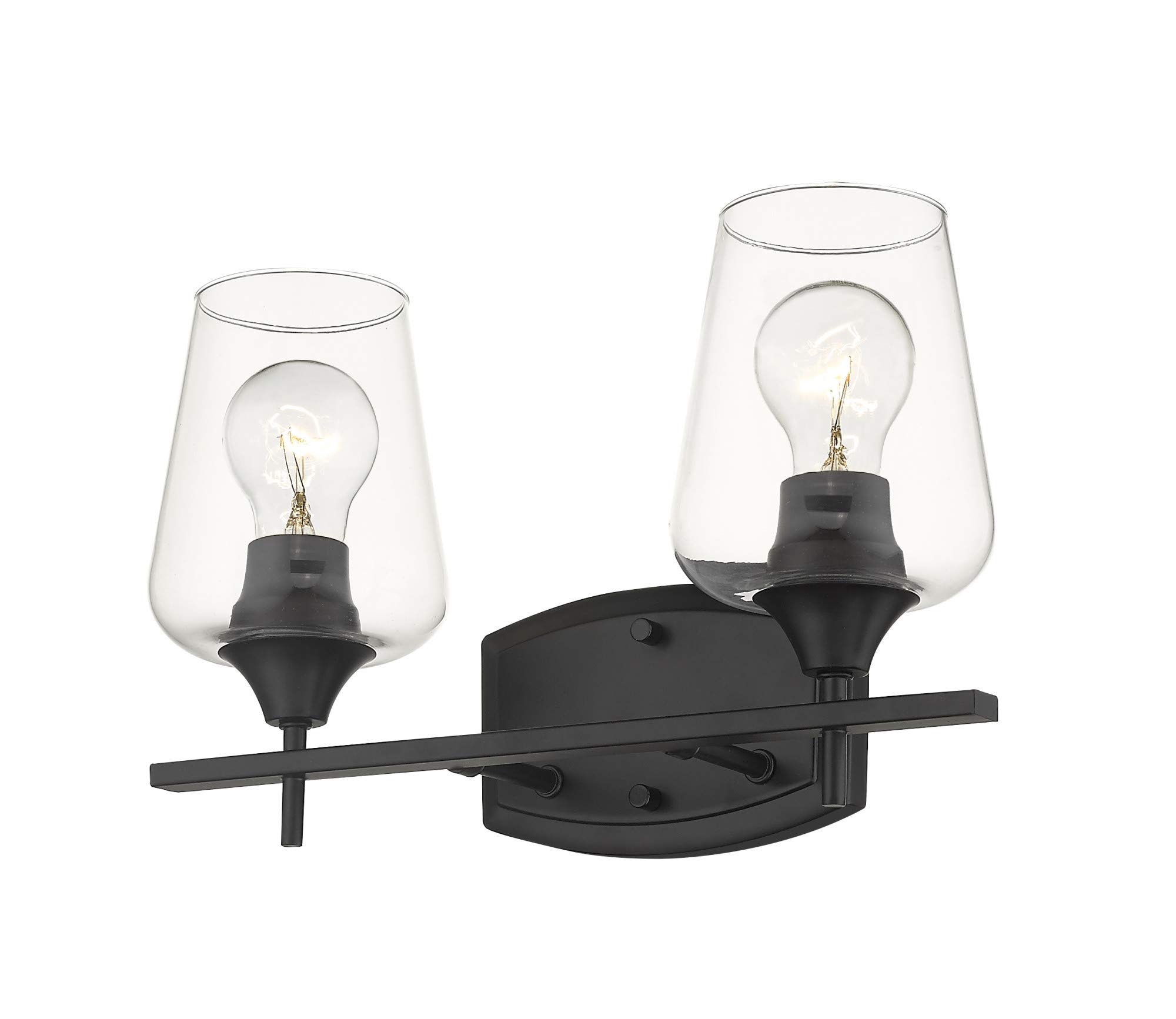 Z-Lite 2-Light Bathroom Vanity Fixture 473-2V-OBR with Clear Glass Shades - Perfect for Modern Bathroom Lighting and Makeup Vanity Areas