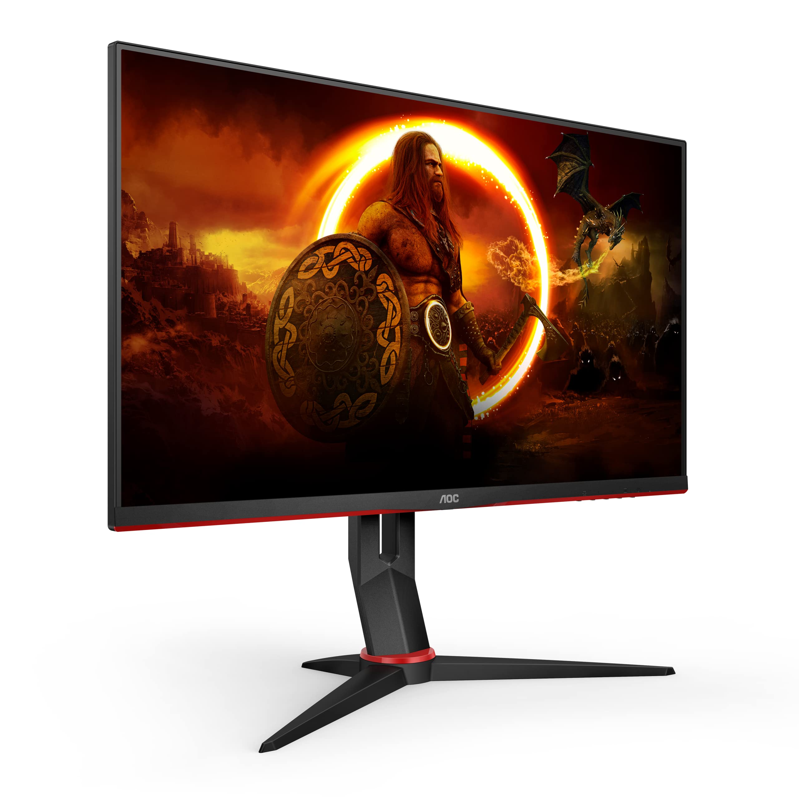 AOC 24G2SU 24 Inch FHD Gaming Monitor - 165Hz Refresh Rate, 1ms Response Time, AMD FreeSync Premium, 1920x1080 Resolution, VGA/HDMI/DisplayPort/USB Hub, Black/Red - Perfect for Competitive Gaming & Esports
