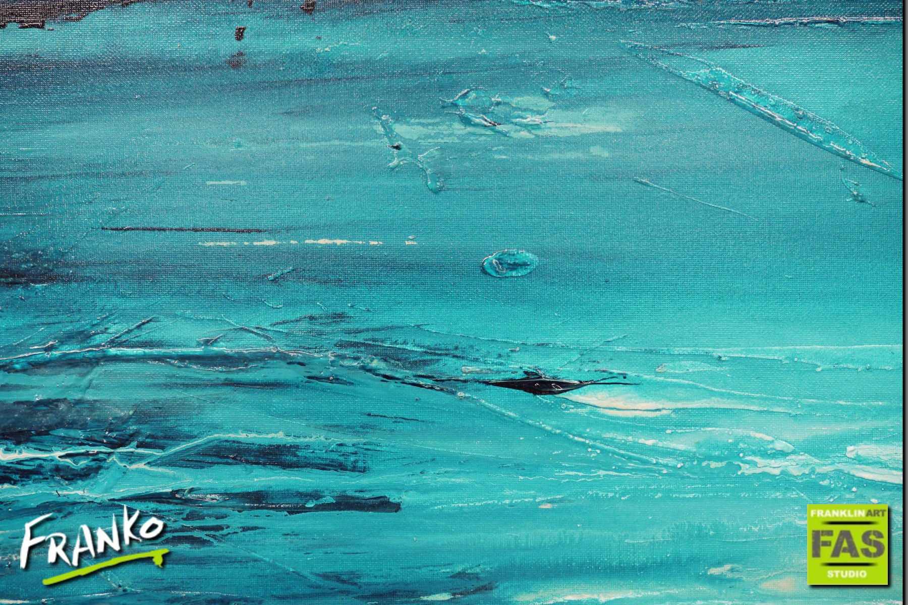 Abstract Turquoise Wall Art - Modern Home Decor for Living Room, Bedroom & Office | Handmade Canvas Painting