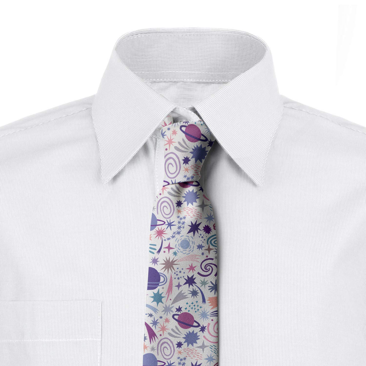 Ambesonne Men's Necktie - Stylish Planets & Celestial Design, 3.7