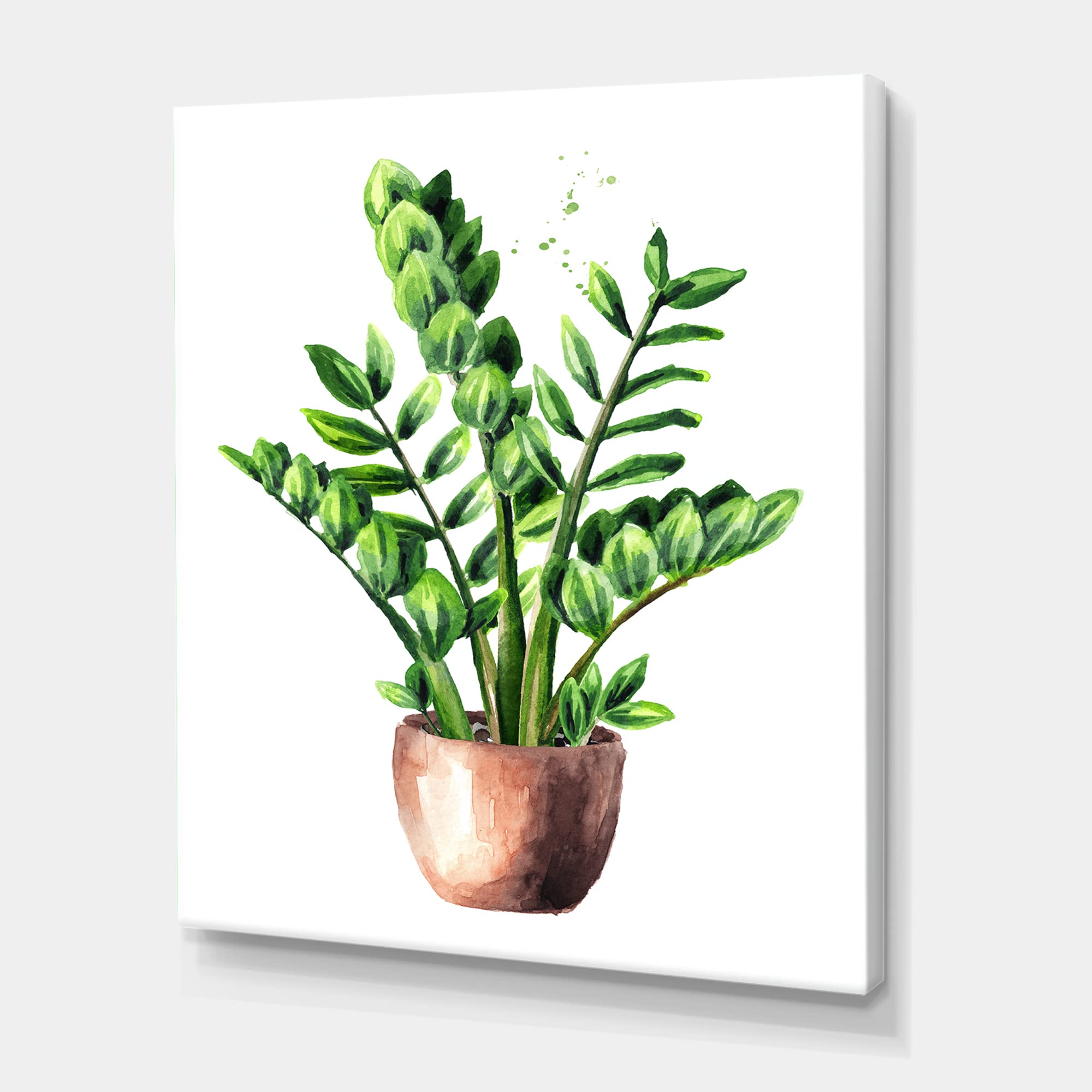 DesignQ Zamioculcas Tropical Plant Green Leaves Canvas Wall Art - Perfect for Home, Office & Living Room Decor