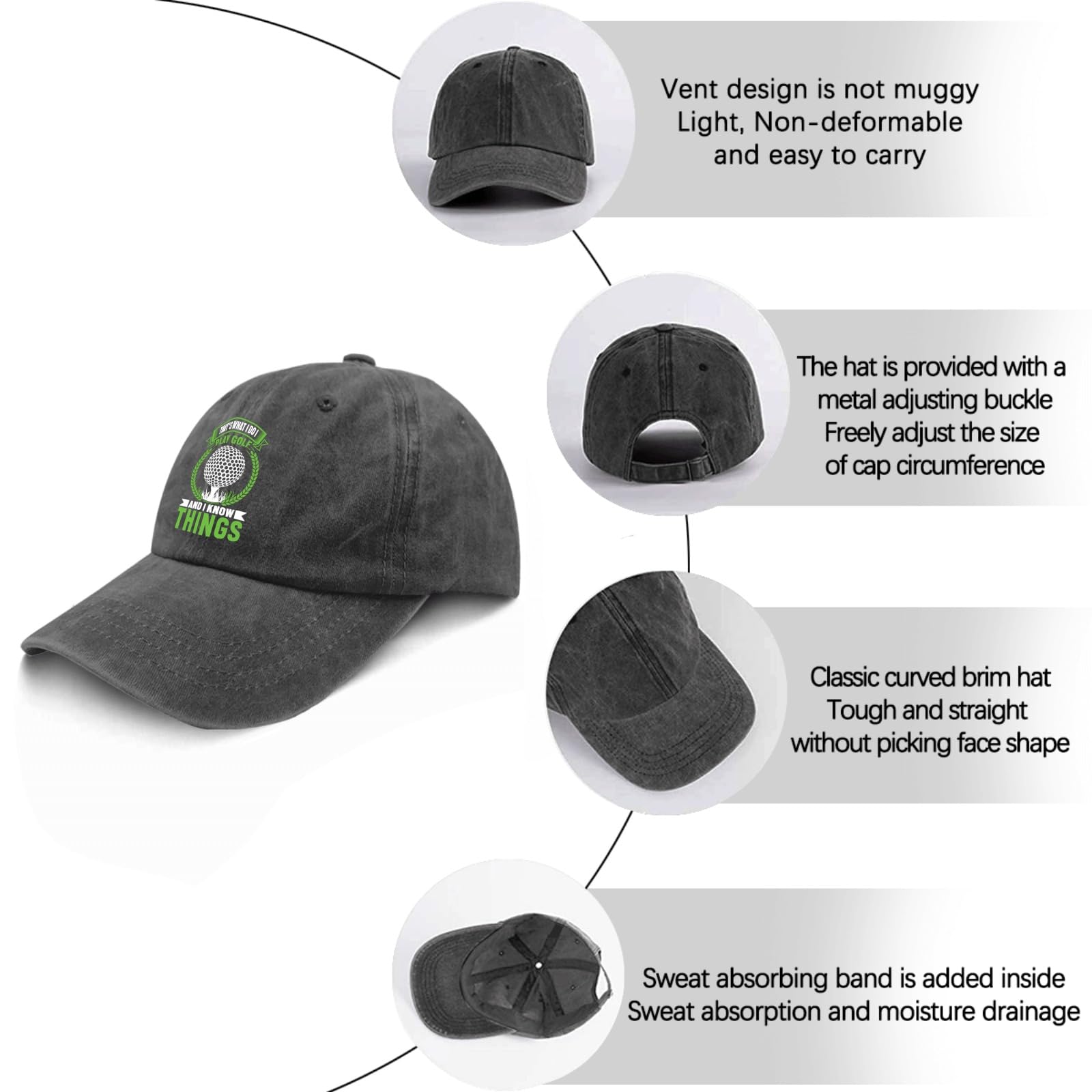 Funny Golf Dad Hat - 'That's What I Do I Play Golf & Know Things' Baseball Cap for Men & Women | Perfect Golf Course Accessory & Casual Wear