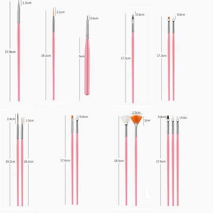 Professional 15-Piece Acrylic Nail Art Brush Set for Nail Decoration & Design - Pink | Perfect for Salon, Home Manicure & DIY Nail Art