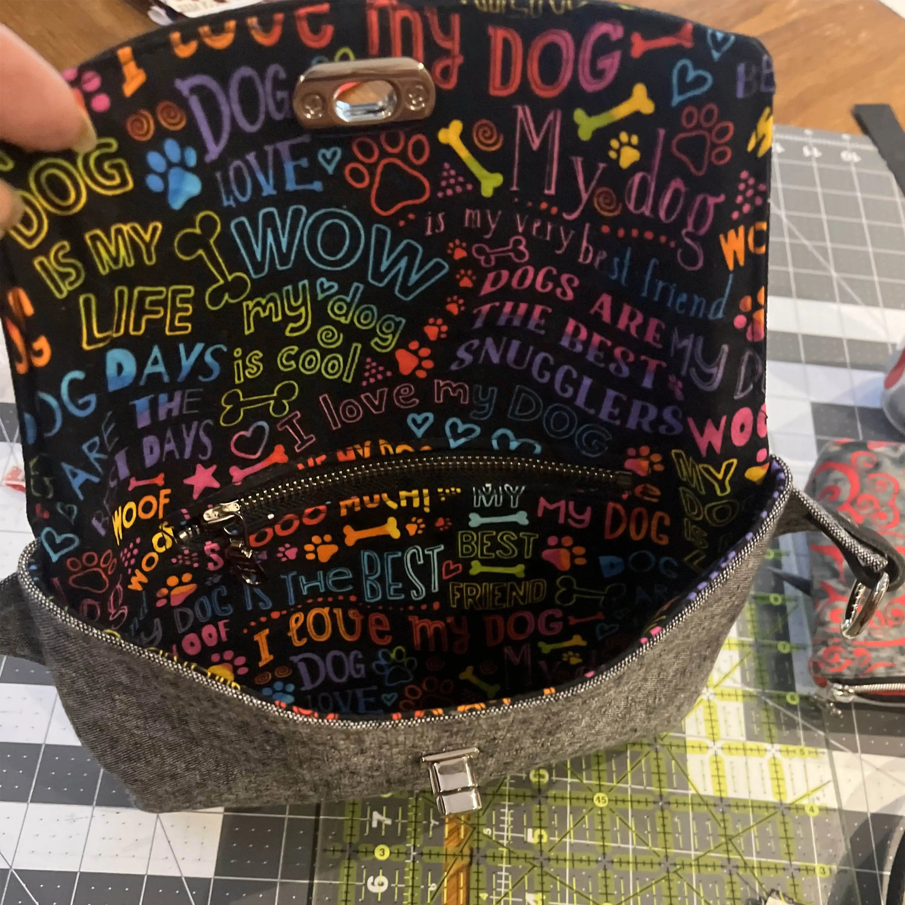 Haralson Belt Bag - Essex Canvas Crossbody Bag with Love My Dog Print & Nickel Hardware - Perfect for Dog Lovers, Outdoor Adventures, and Everyday Use