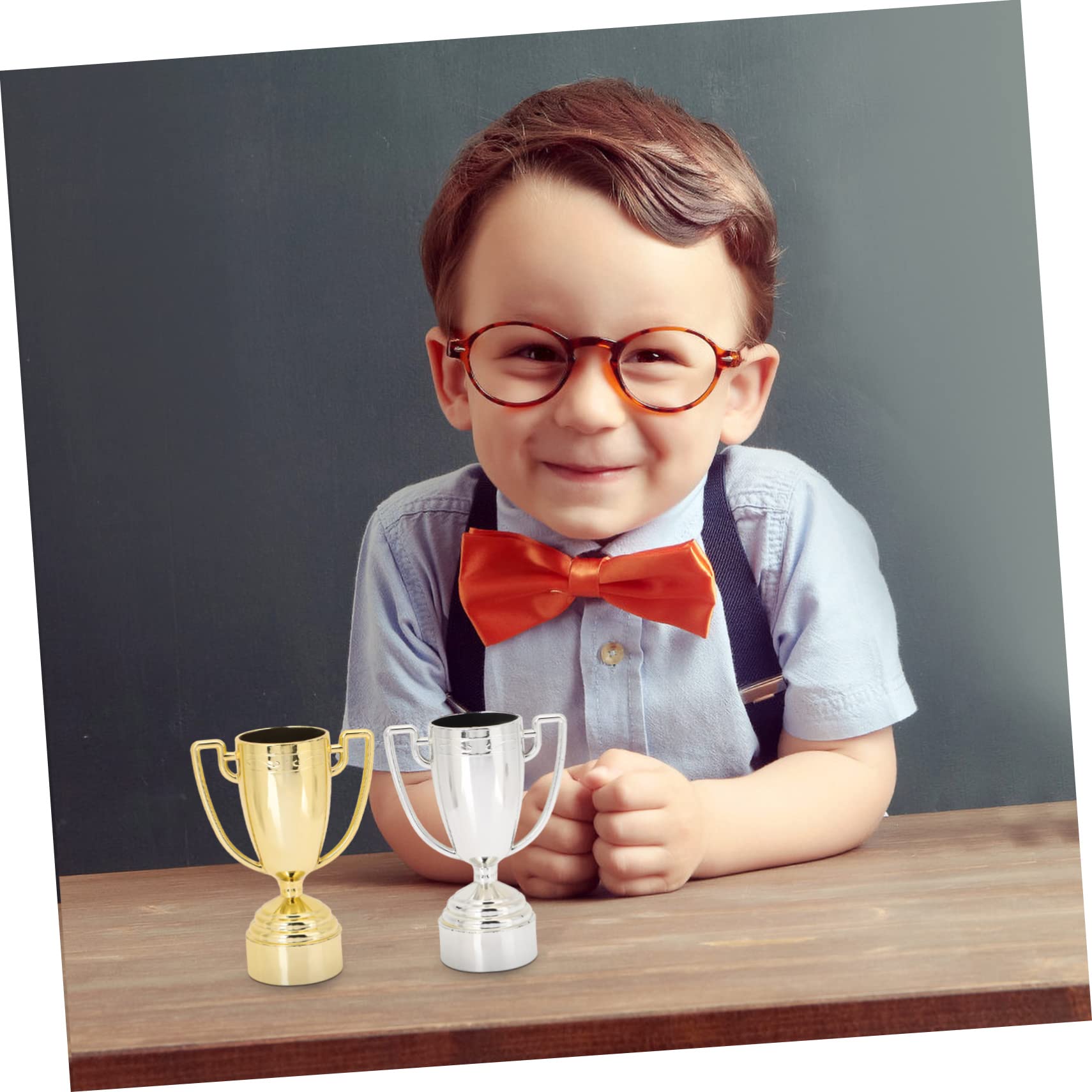 BRIGHTFUFU 100 Pcs Reusable Mini Plastic Trophies for Kids - Small Prize Awards for Classroom, Sports, Birthday Parties & School Events