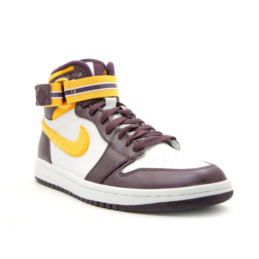 Air Jordan 1 Retro High Strap Basketball Shoes - Grand Purple & Varsity Maize Colorway | Stylish Sneakers for Men's Streetwear & Basketball Games