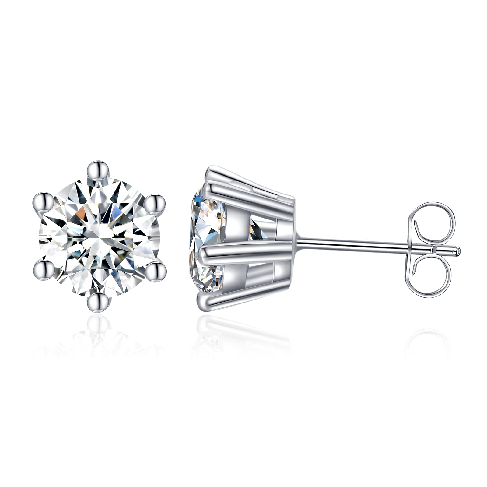 Gobaalele Cubic Zirconia Stud Earrings - 925 Sterling Silver White Gold Plated CZ Earrings for Women & Men | Perfect for Weddings, Parties & Everyday Wear