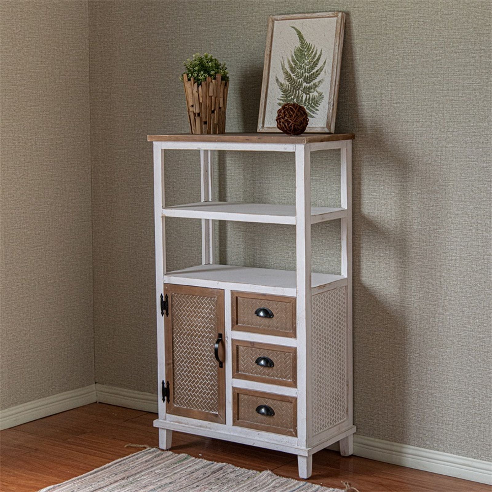Woodstock Coastal Escape Large Wall Unit - Rustic Farmhouse Bookshelf & Storage Cabinet for Living Room, Bedroom, or Office