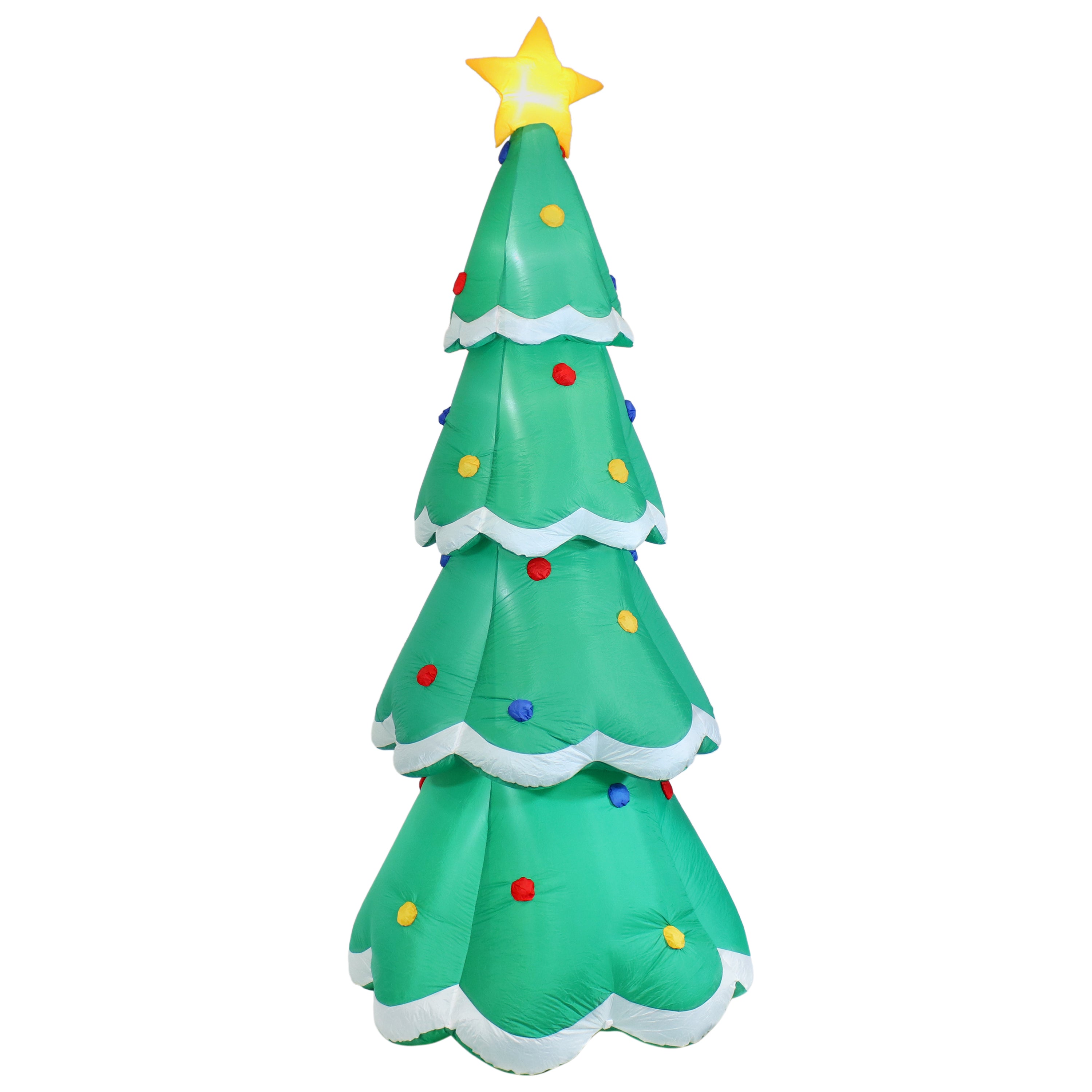 9.5ft Pre-Lit Inflatable Christmas Tree Outdoor Decor - Sunnydaze Holiday Yard Decoration for Christmas, Xmas Party & Winter Festival Decorations